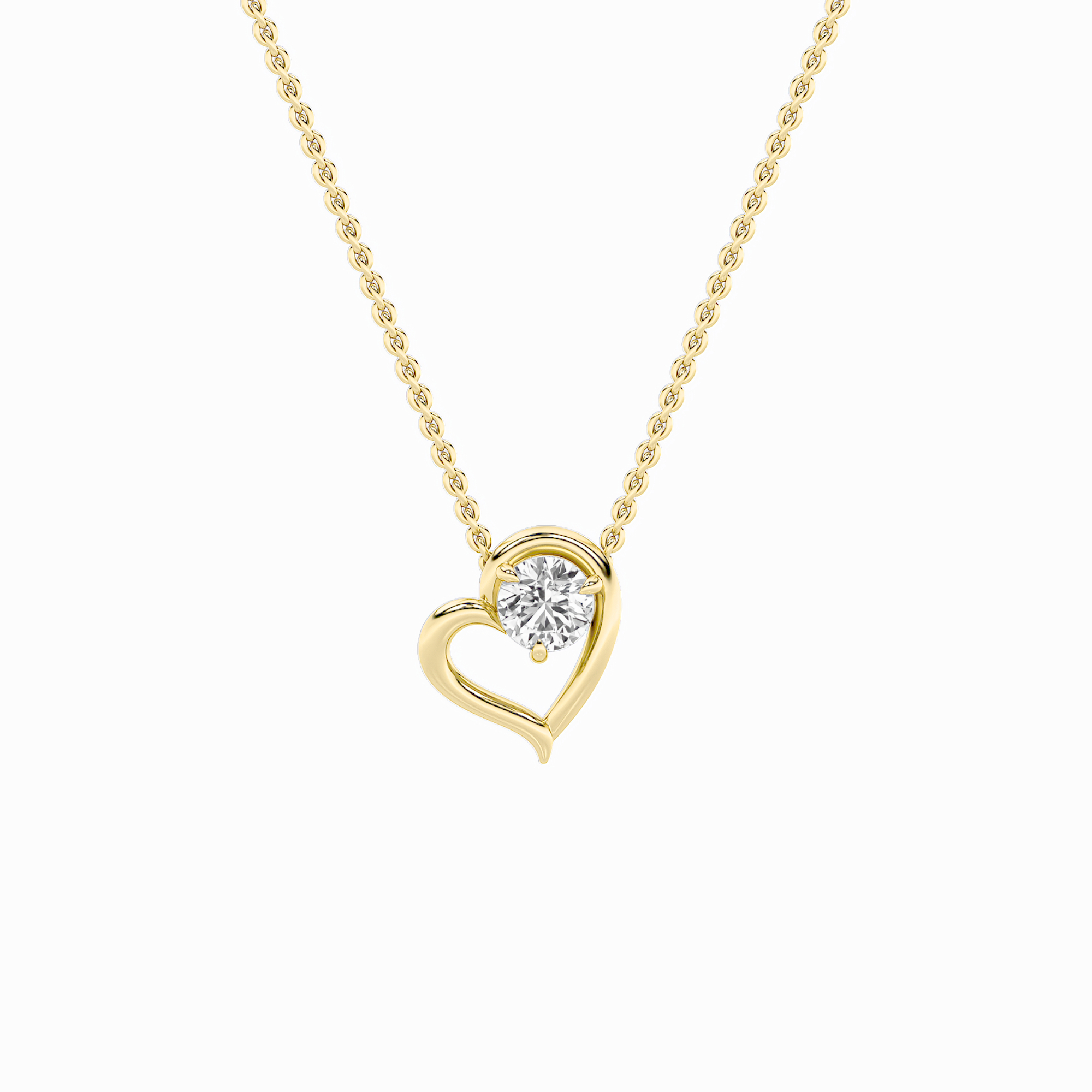 0.50 CT Round Diamond Necklace in 14K Yellow Gold