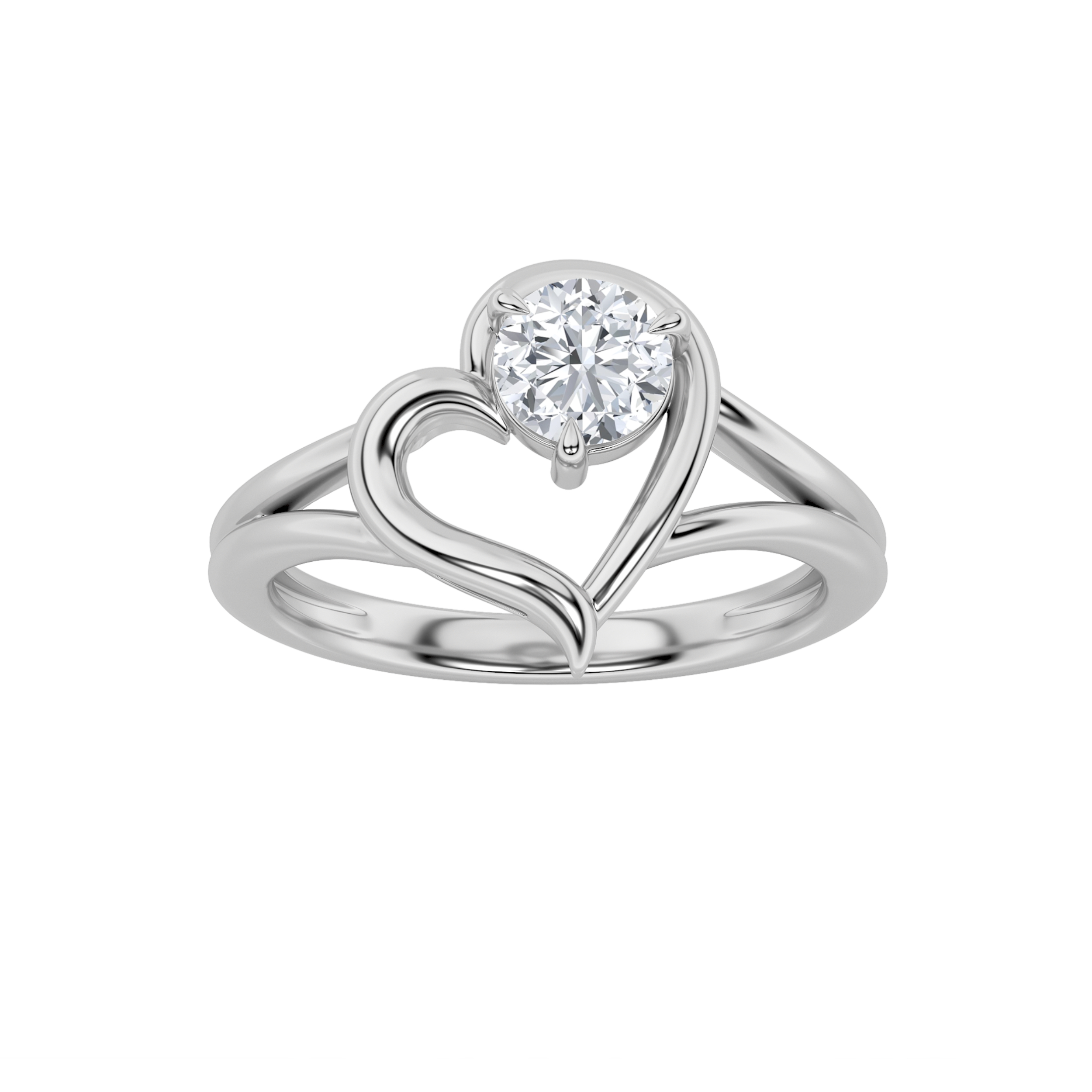 0.50 CT Round Diamond Ring in 14K White Gold