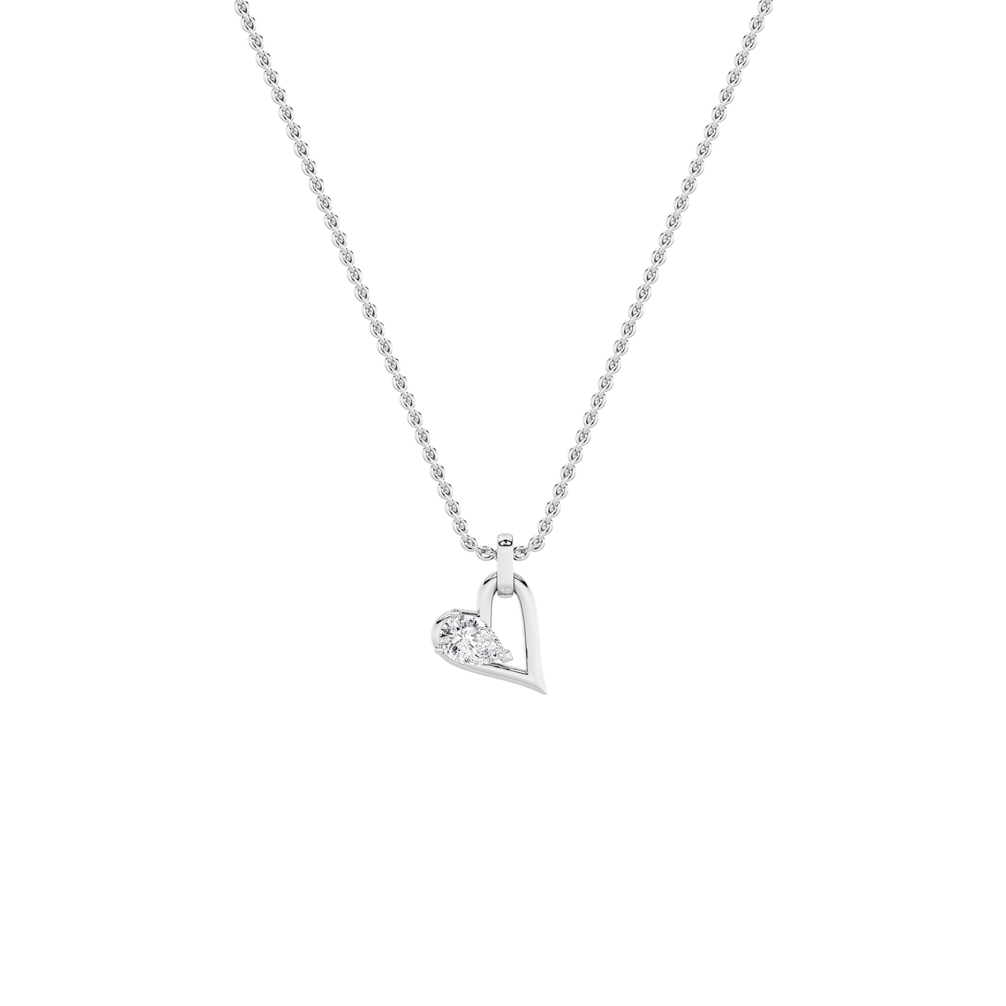 1.00 CT Pear Diamond Necklace in 14K White Gold