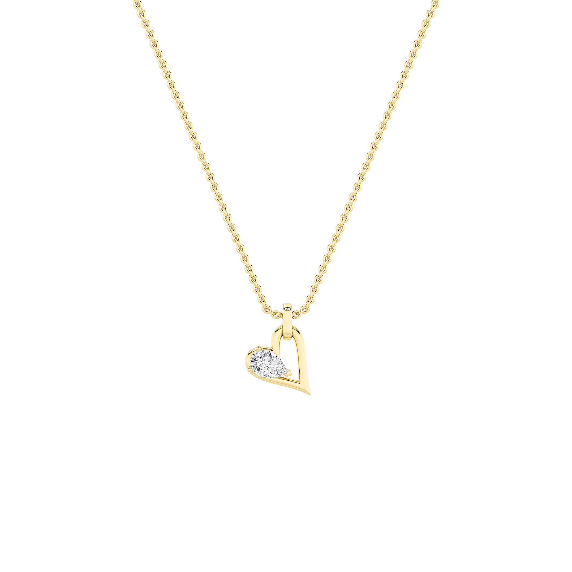 1.00 CT Pear Diamond Necklace in 14K Yellow Gold