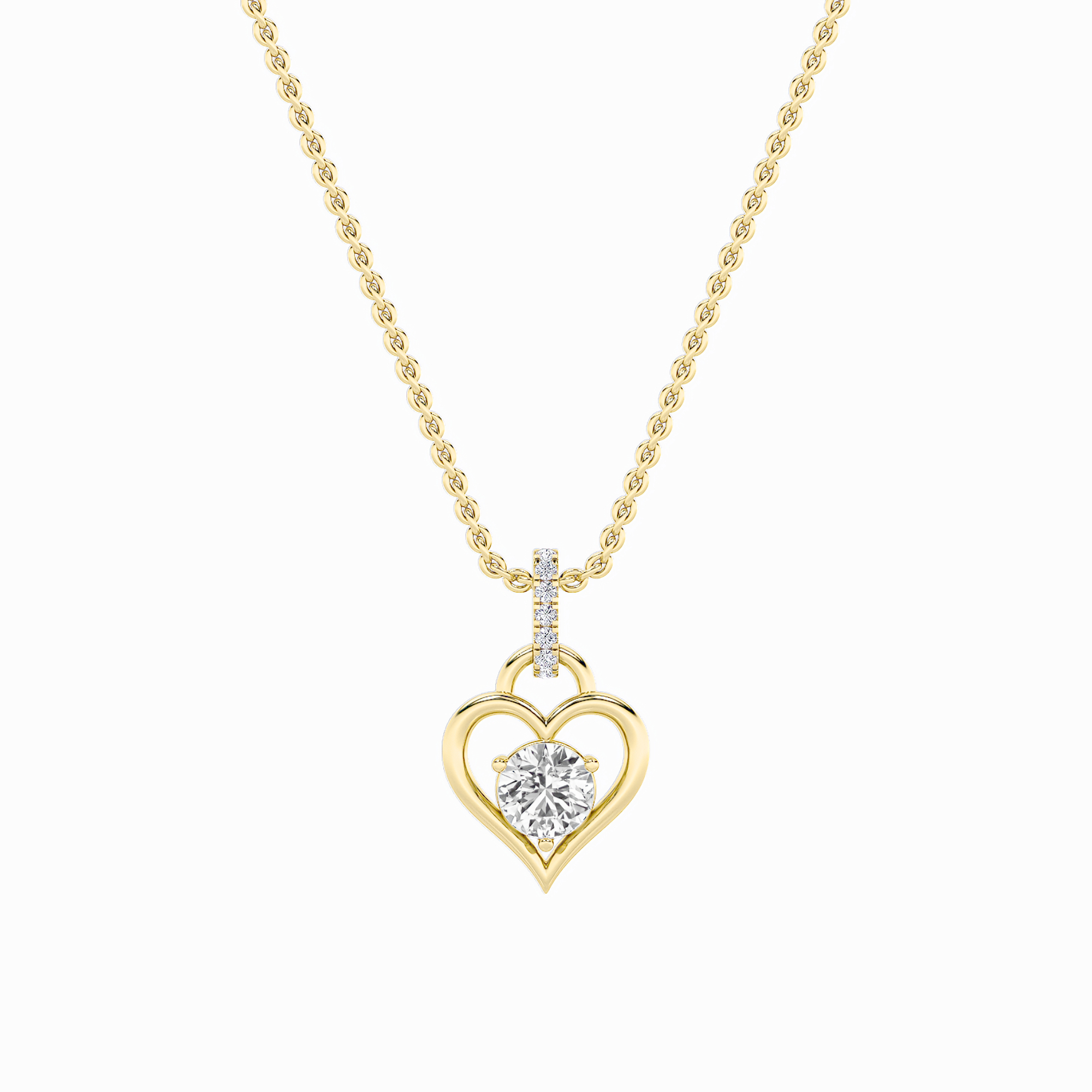 1.50 CT Round Diamond Necklace in 14K Yellow Gold