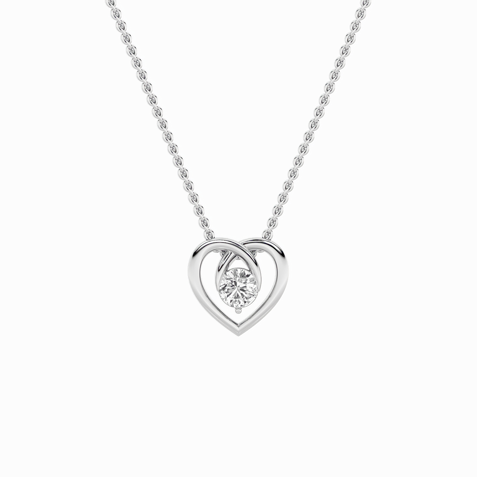 1.00 CT Round Diamond Necklace in 14K White Gold