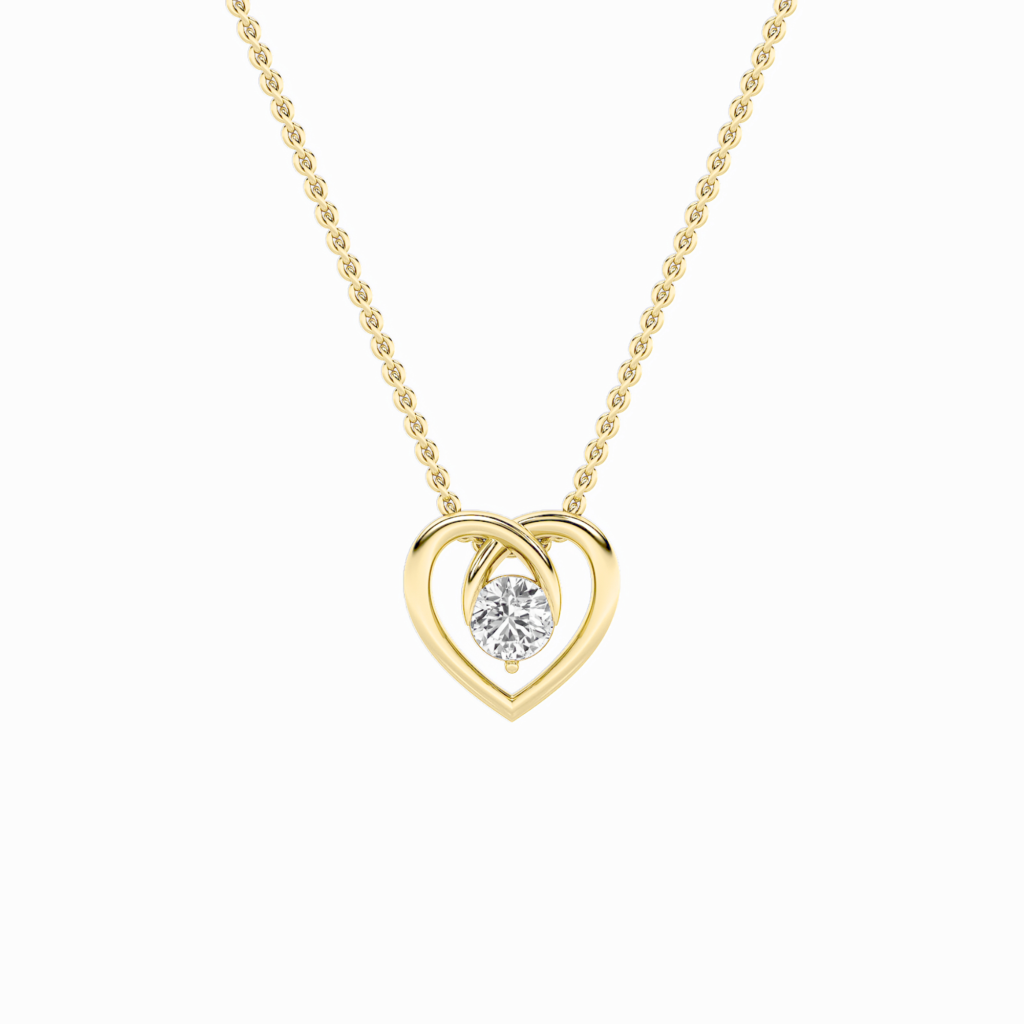 1Cttw Round Shaped Lab Grown Diamond (F/VS) Heart Shaped Pendant in 14K Gold