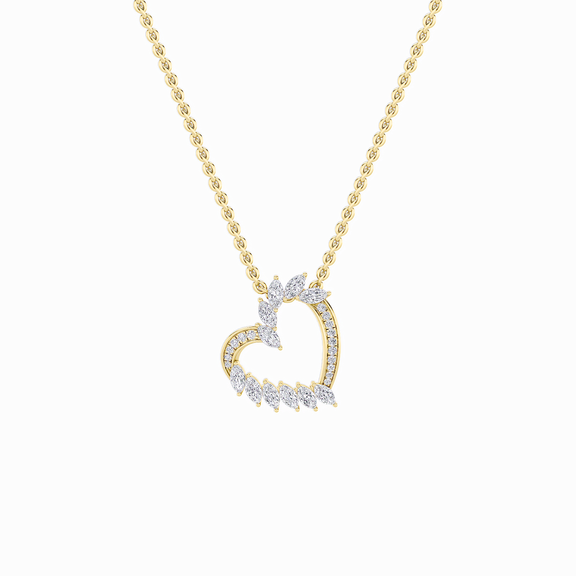 2.50 CT Marquise Diamond Necklace in 14K Yellow Gold