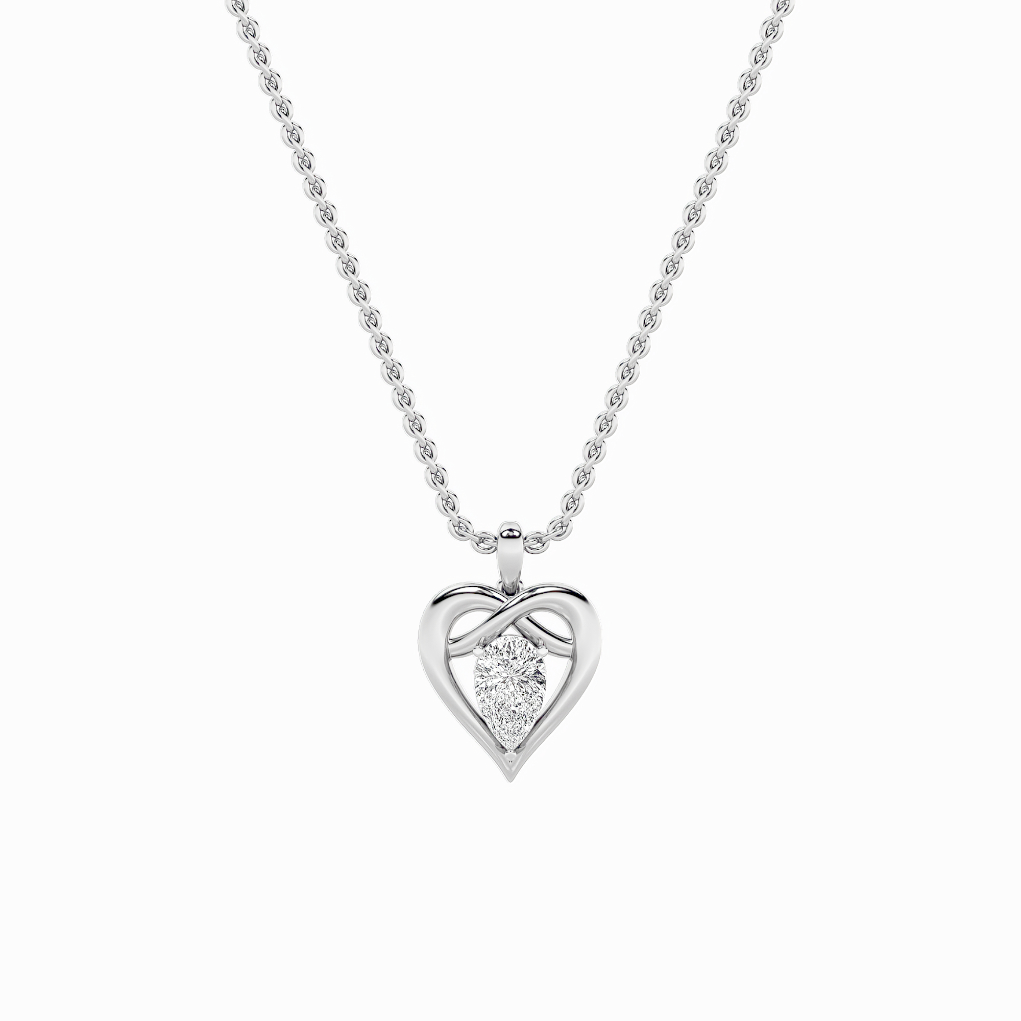 2.00 CT Pear Diamond Necklace in 14K White Gold