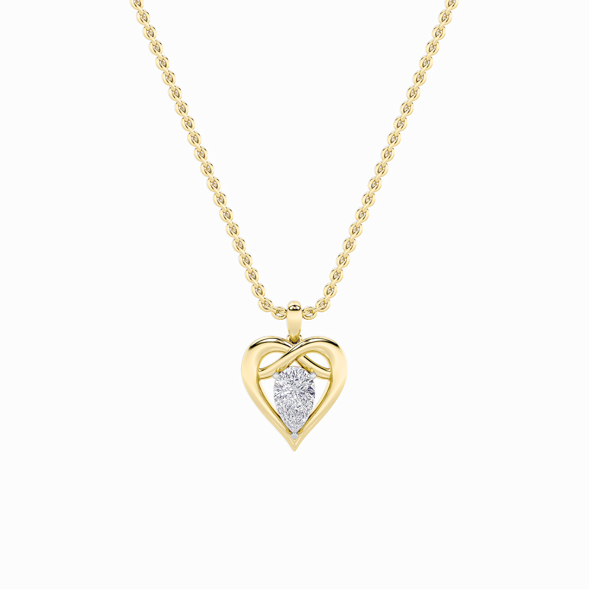 2.00 CT Pear Diamond Necklace in 14K Yellow Gold