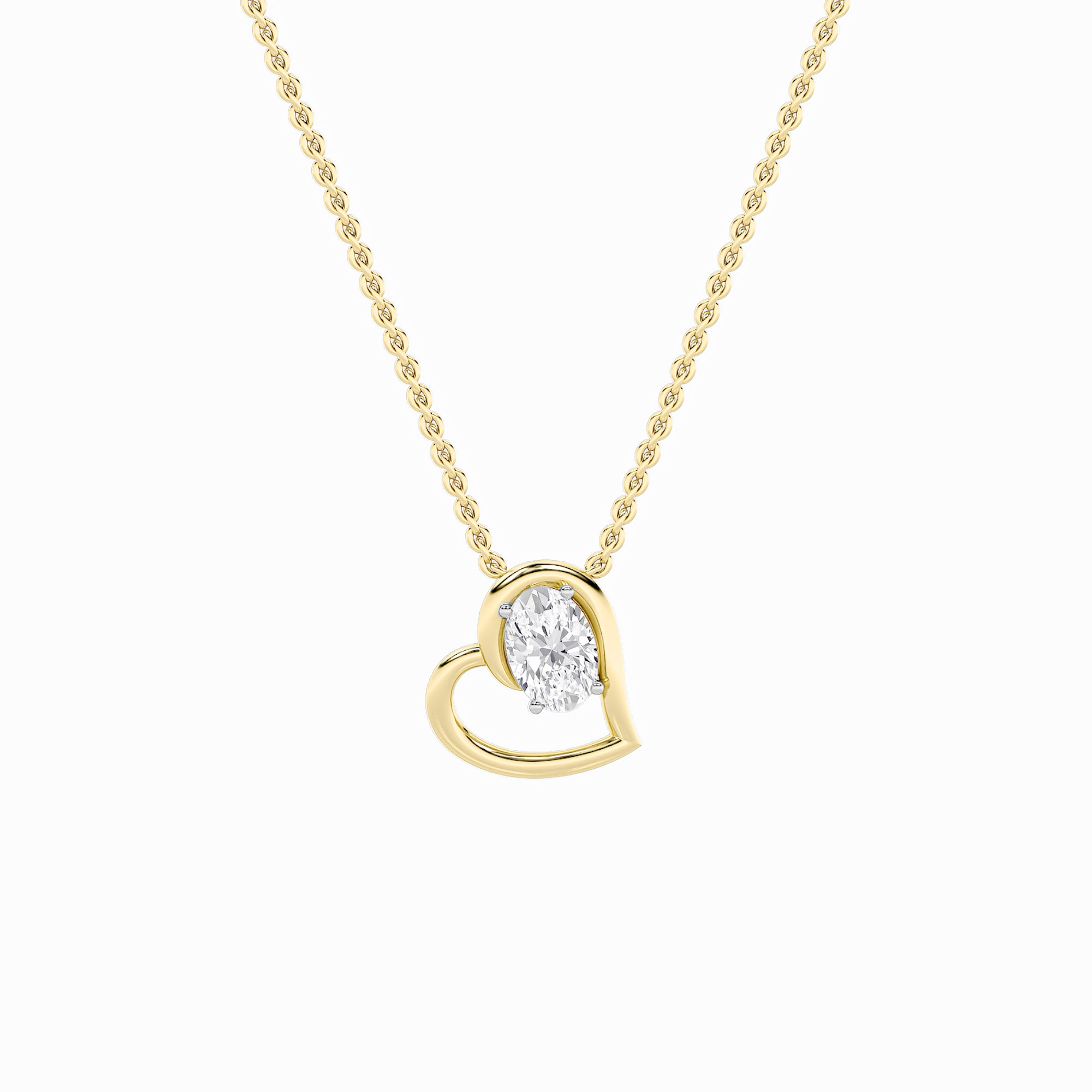 2.00 CT Oval Diamond Necklace in 14K Yellow Gold