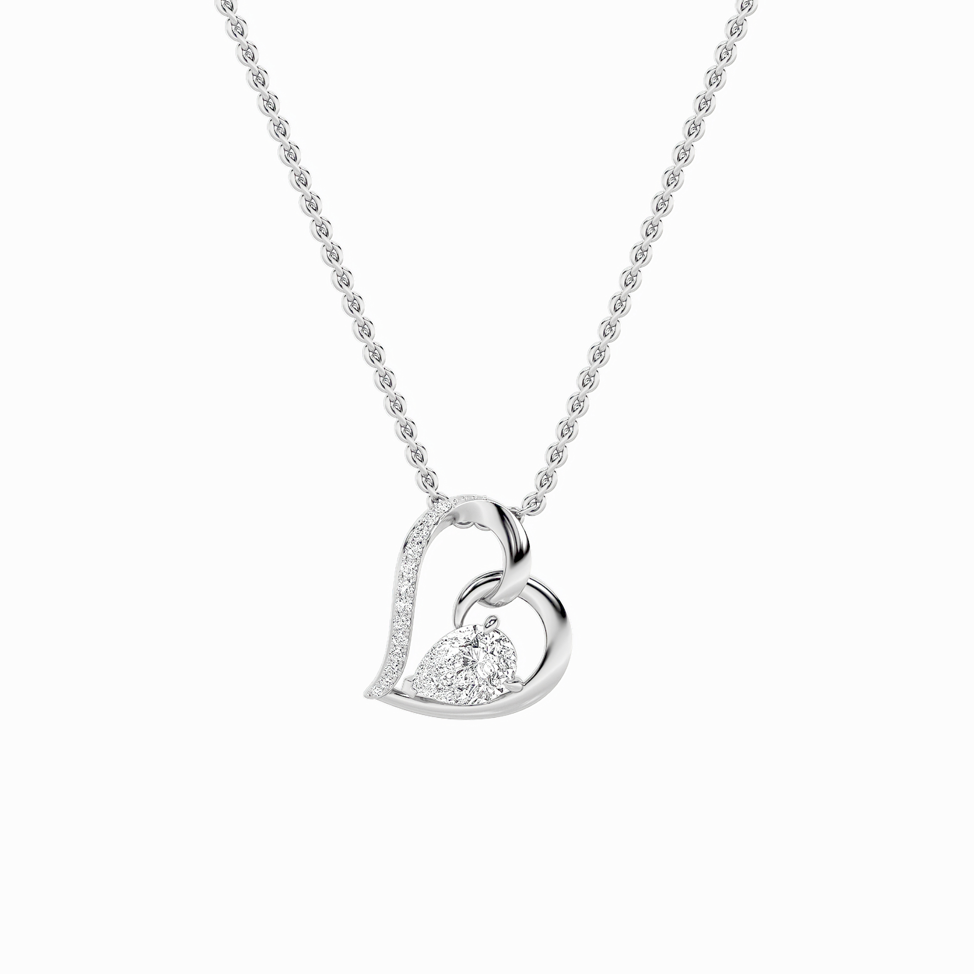 2.00 CT Pear Diamond Necklace in 14K White Gold