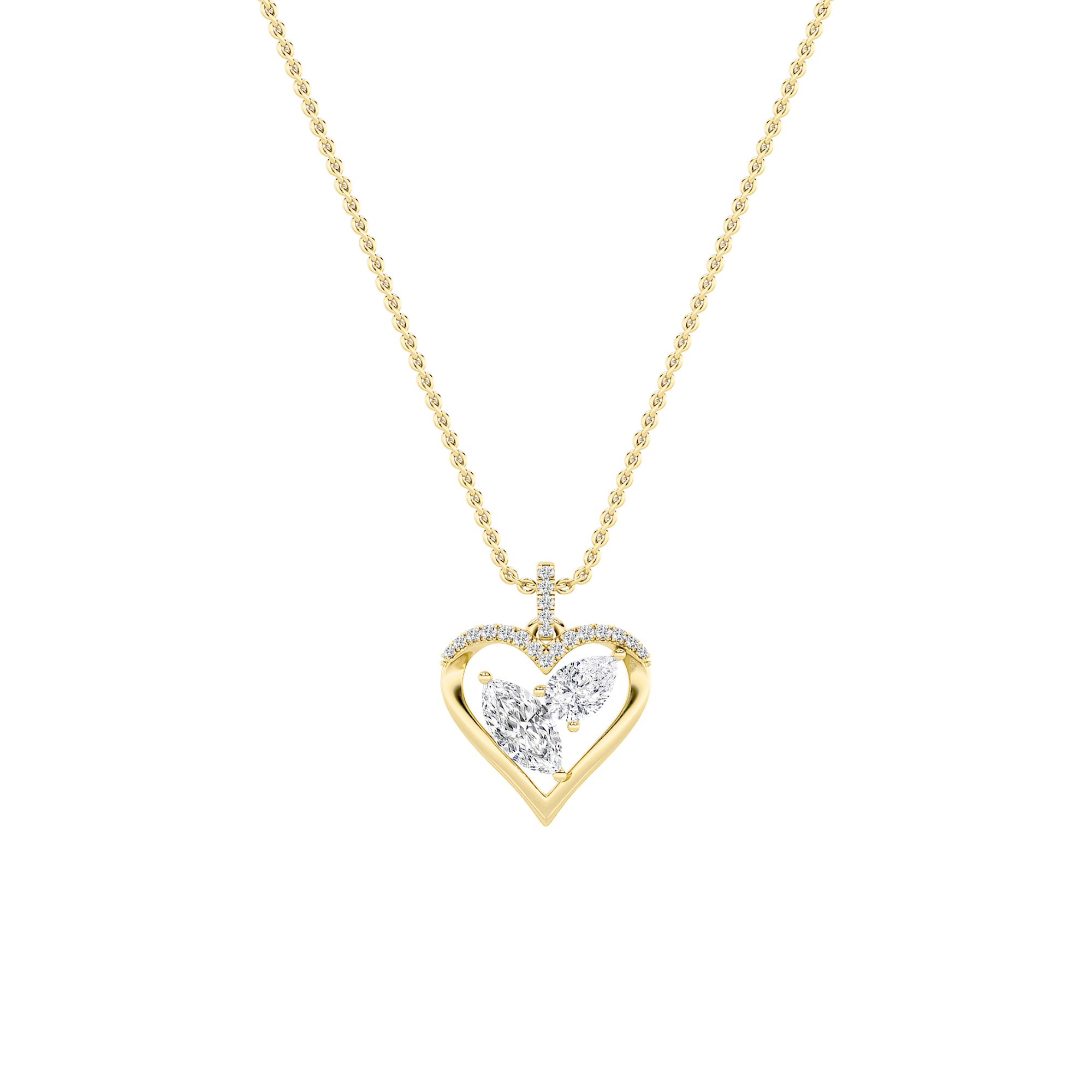 2.50 CT Marquise Diamond Necklace in 14K Yellow Gold