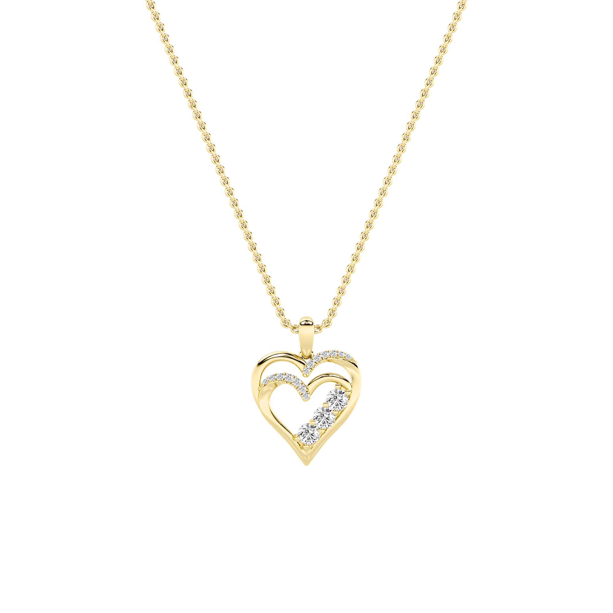1.00 CT Round Diamond Necklace in 14K Yellow Gold