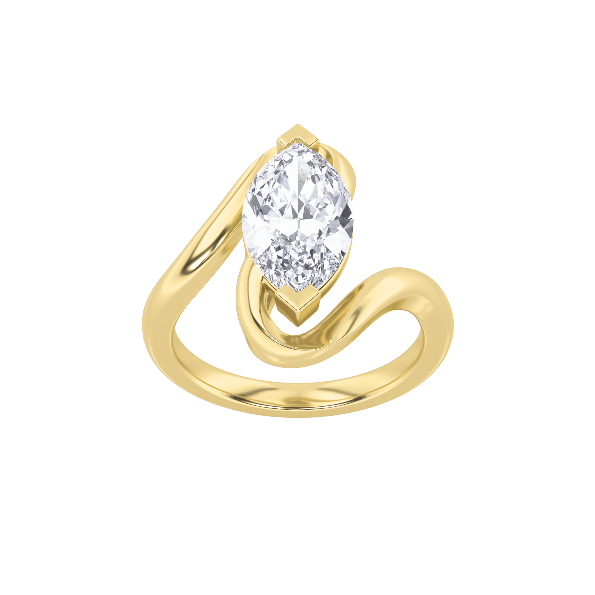 2.00 CT Marquise Diamond Ring in 14K Yellow Gold