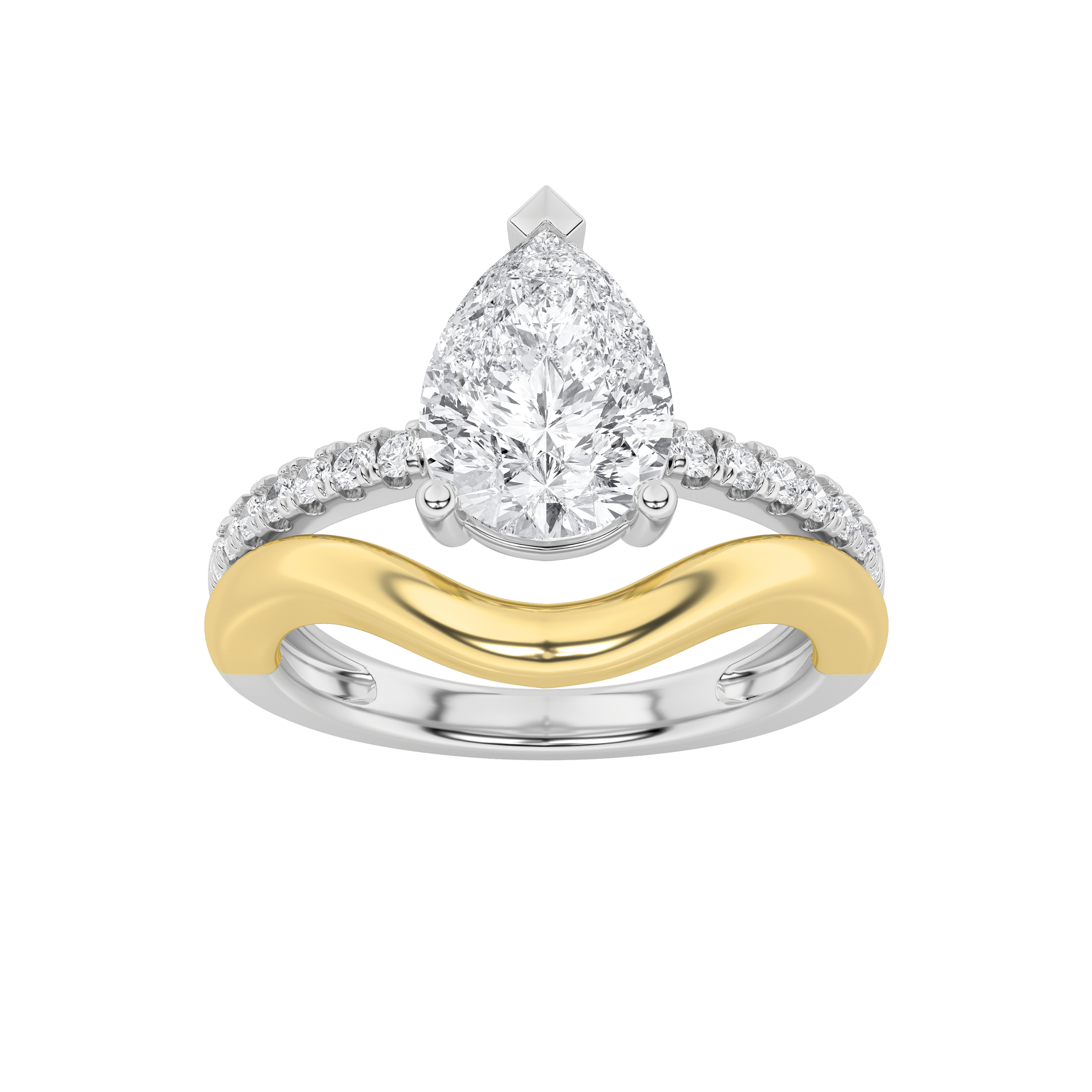 2.00 CT Pear Diamond Ring in 14K White Gold|14K Yellow Gold