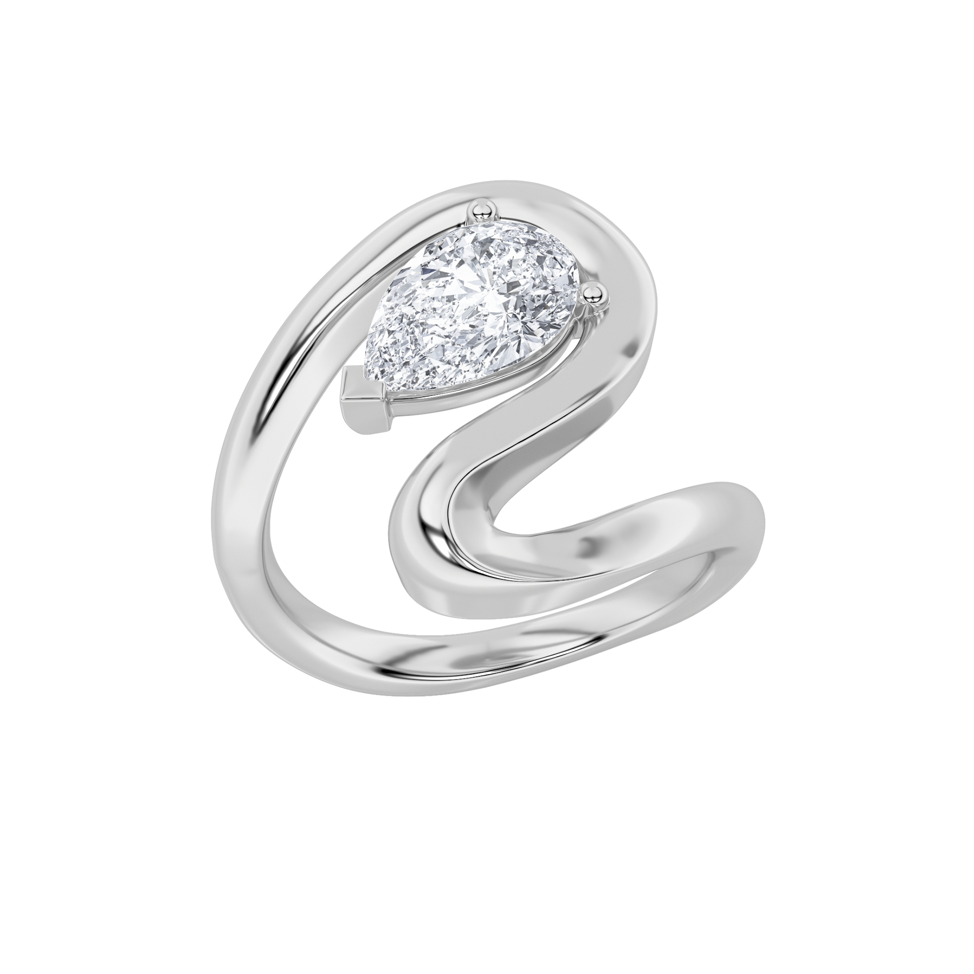 1.50 CT Pear Diamond Ring in 14K White Gold