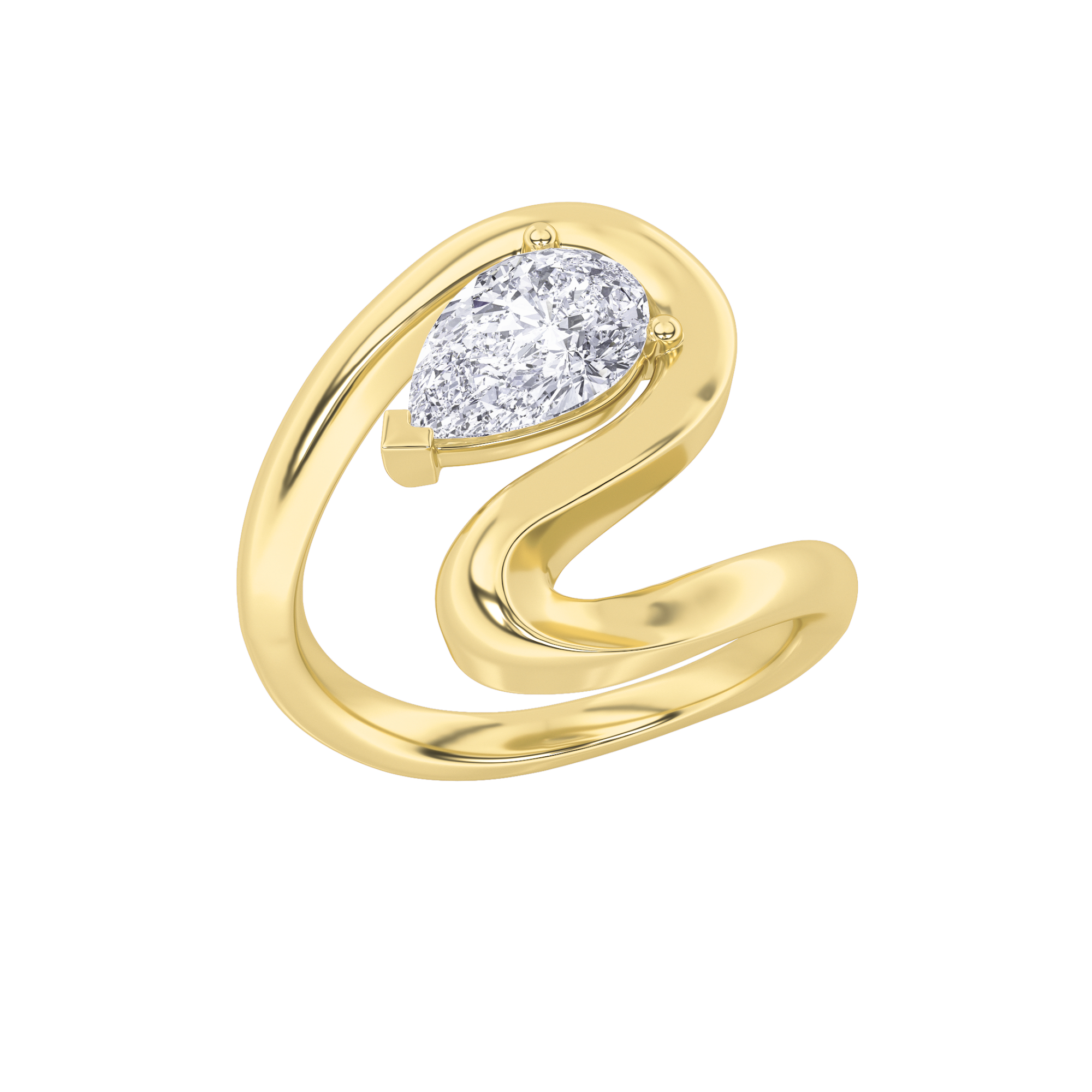 1.50 CT Pear Diamond Ring in 14K Yellow Gold