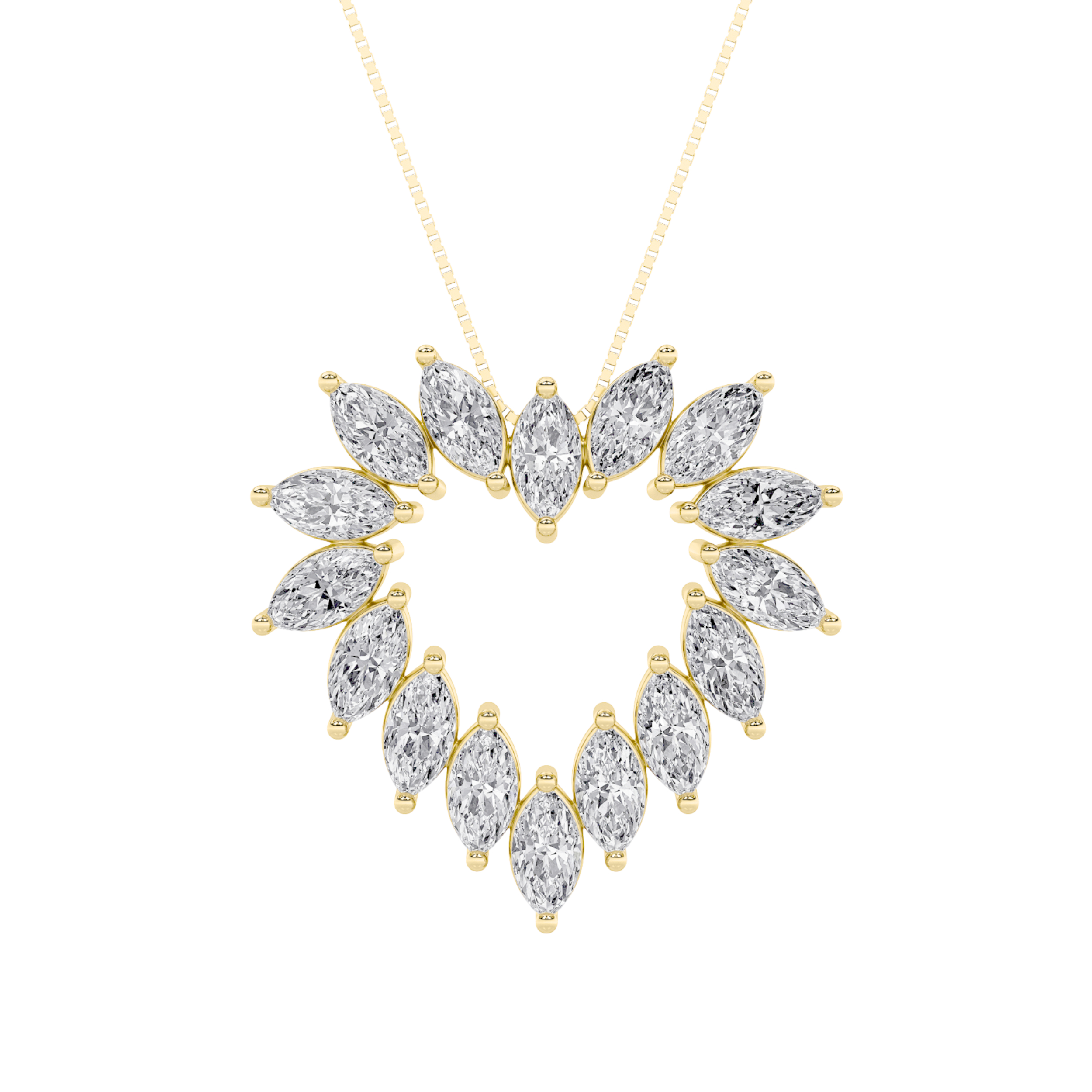 3.00 CT Marquise Diamond Necklace in 14K Yellow Gold