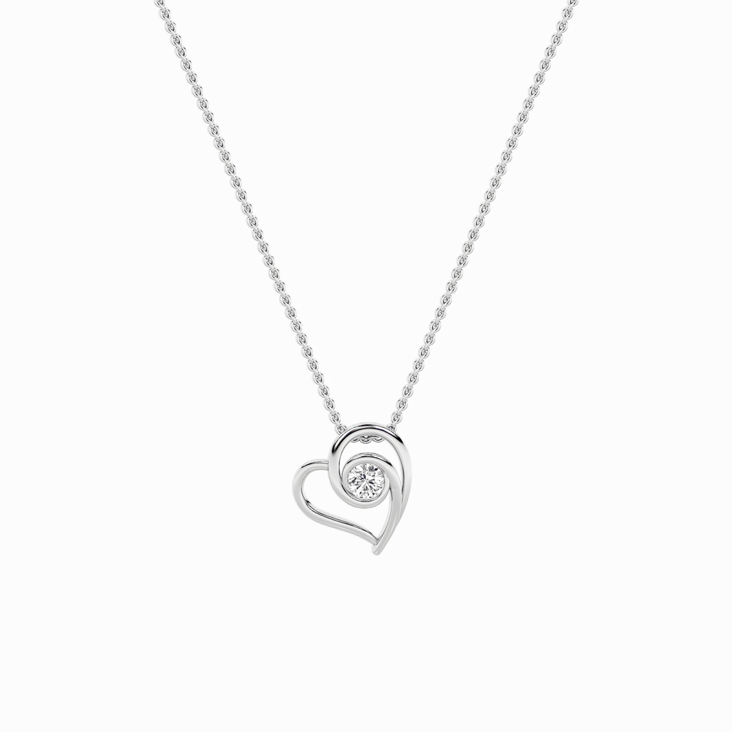 1.00 CT Round Diamond Necklace in 14K White Gold