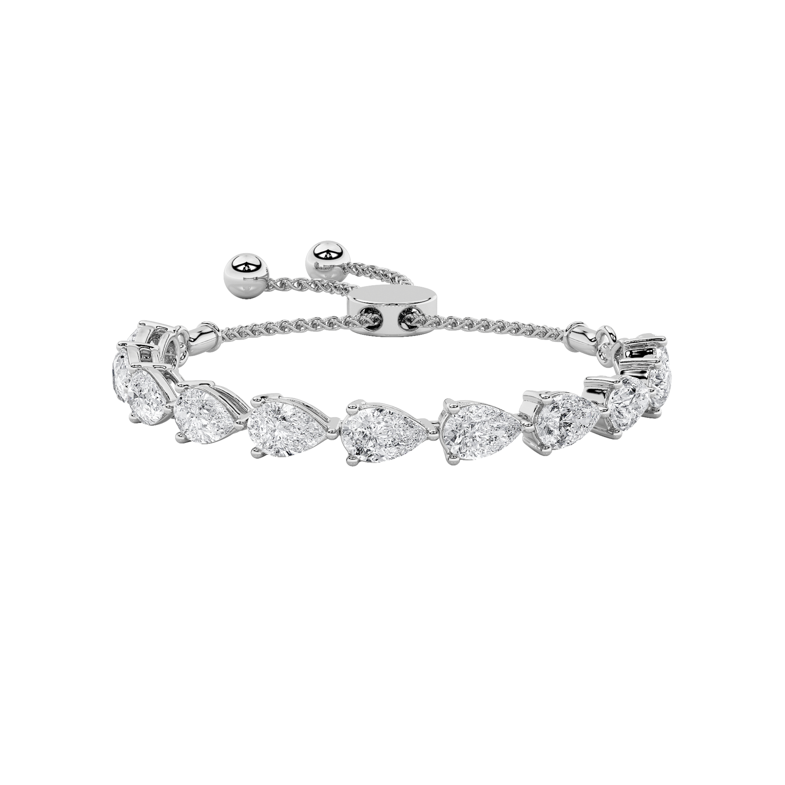 3.50 CT Pear Diamond Bracelet in 14K White Gold
