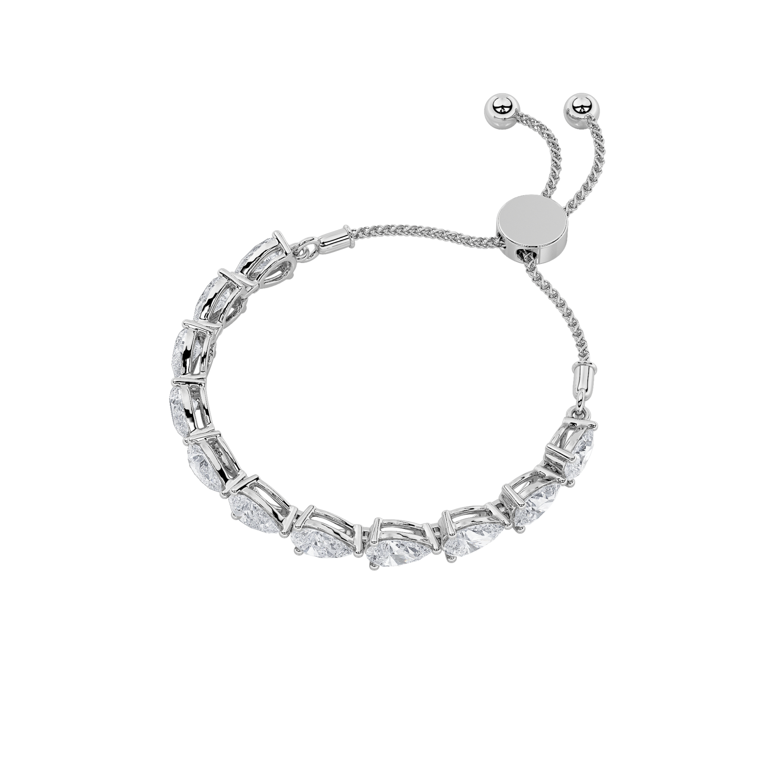 Bolo Bracelet  with Pear Shaped Lab Grown Diamond (F/VS) in 14K Gold view 2