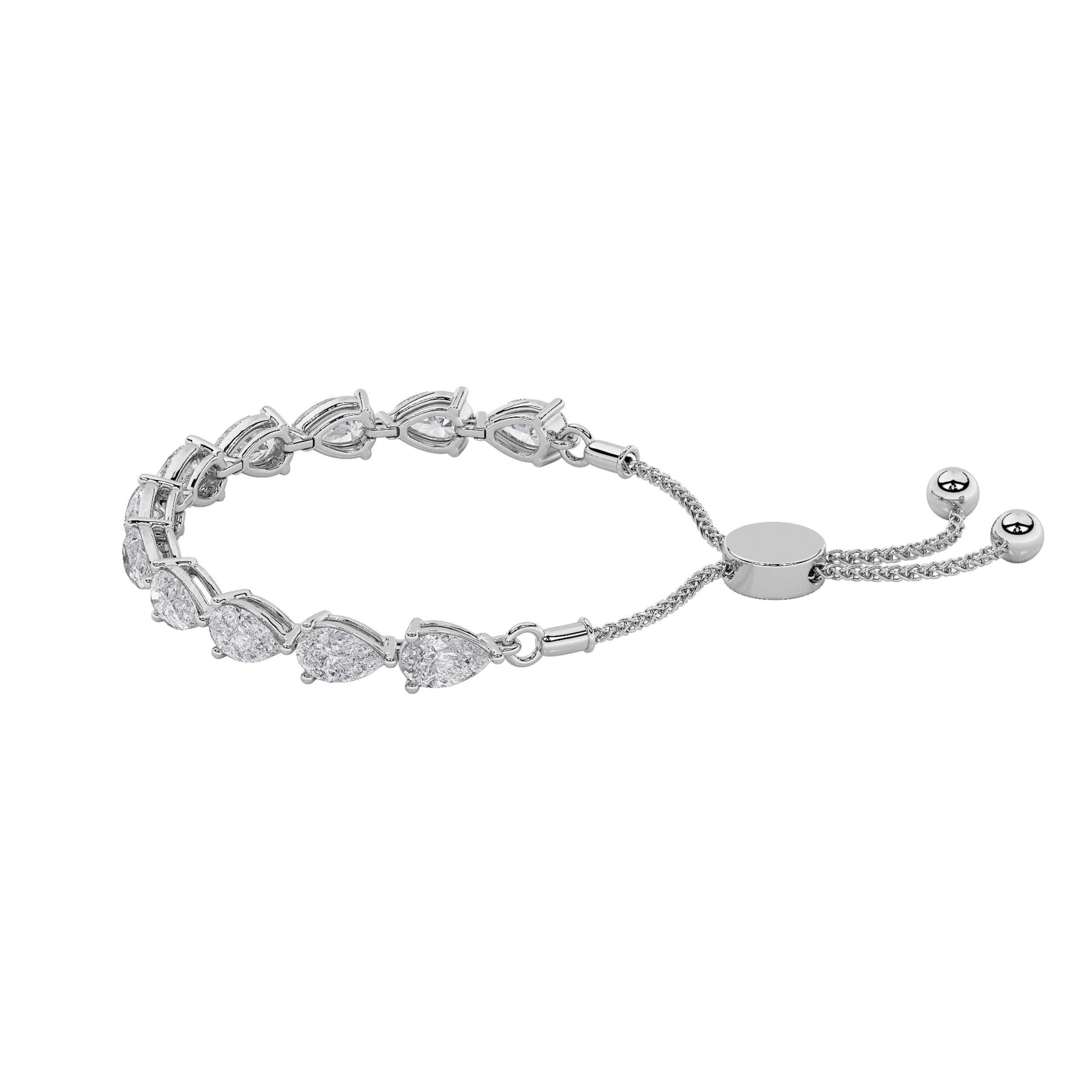 Bolo Bracelet  with Pear Shaped Lab Grown Diamond (F/VS) in 14K Gold view 3