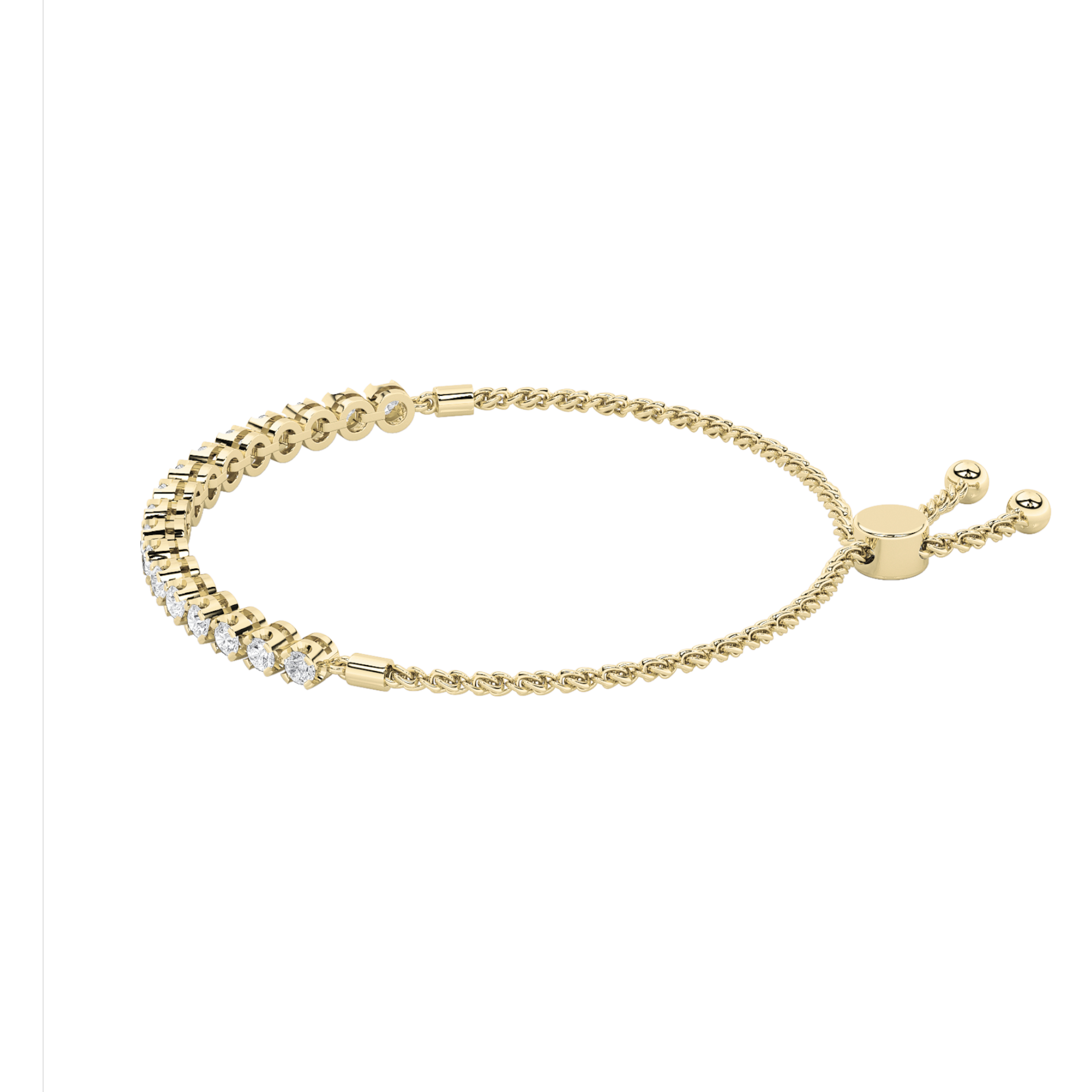 Bolo Bracelet  with Round Shaped Lab Grown Diamond (F/VS) in 14K Gold view 3