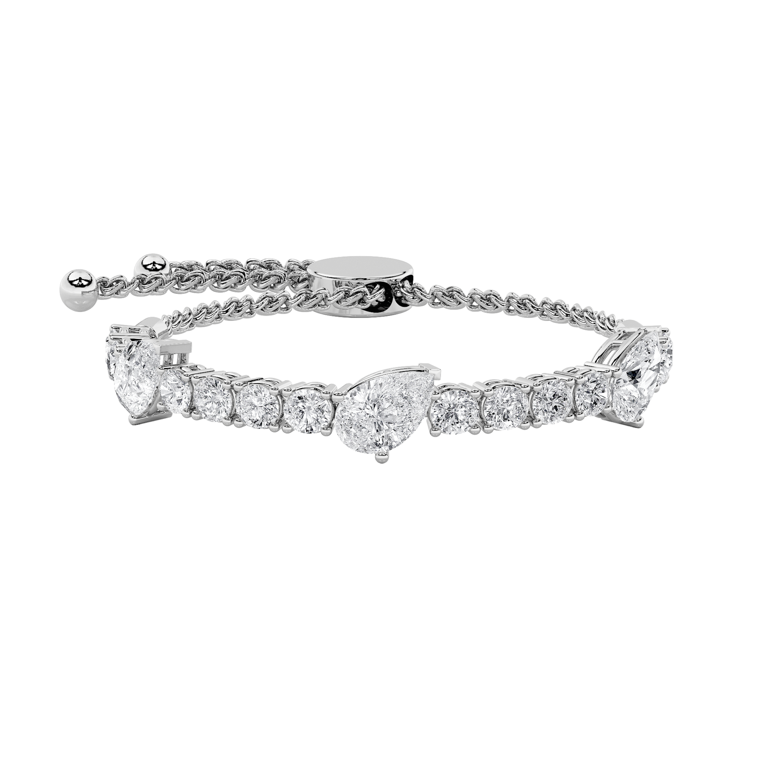 4.50 CT Pear Diamond Bracelet in 14K White Gold