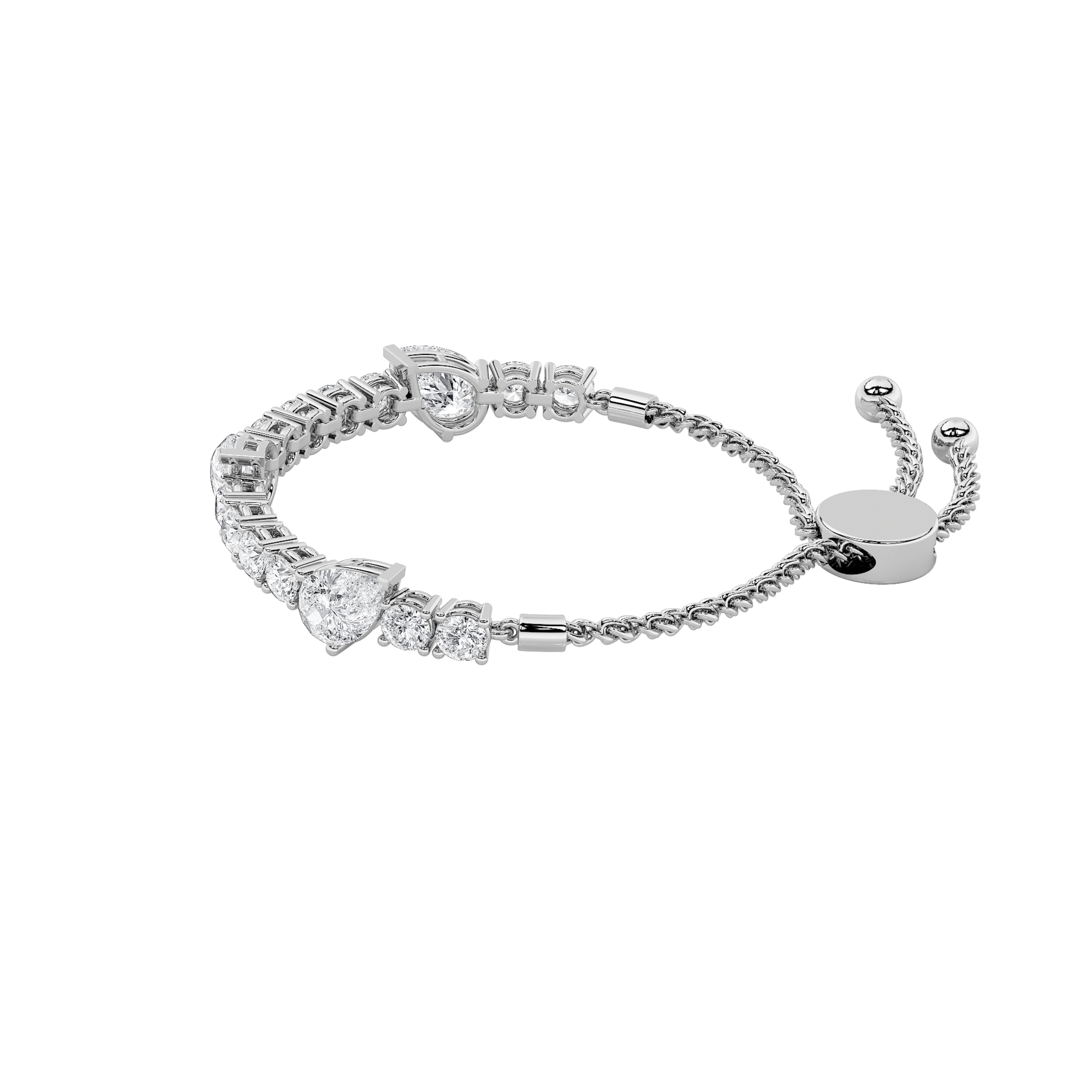 Bolo Bracelet  with Pear Shaped Lab Grown Diamond (F/VS) in 14K Gold view 3