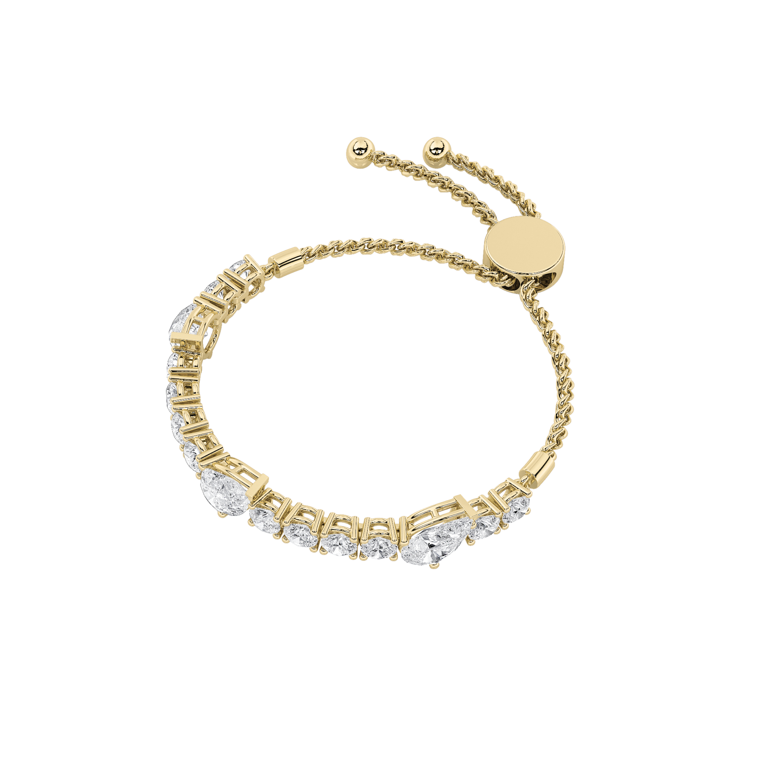 Bolo Bracelet  with Pear Shaped Lab Grown Diamond (F/VS) in 14K Gold view 2
