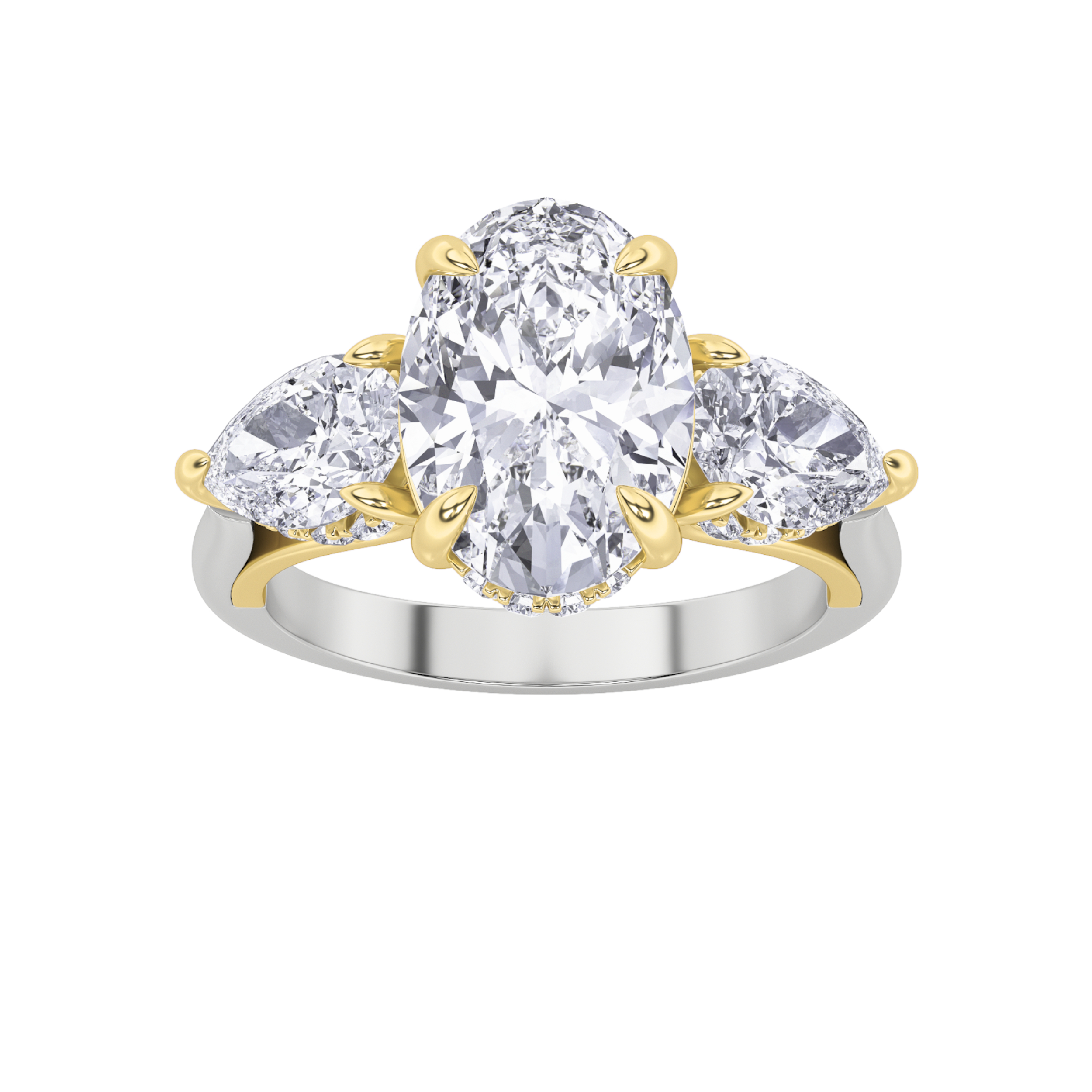 4.00 CT Oval Diamond Ring in 14K White Gold|14K Yellow Gold