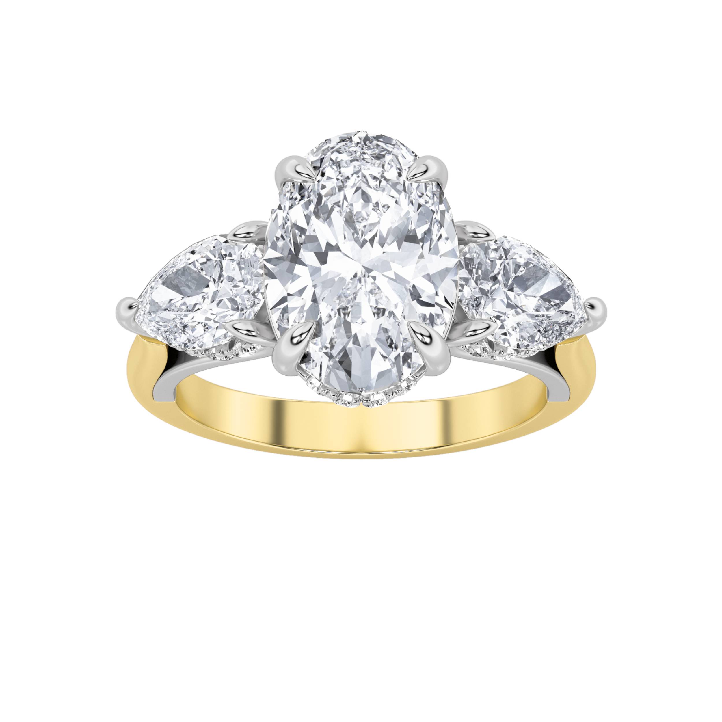 4.00 CT Oval Diamond Ring in 14K Yellow Gold|14K White Gold