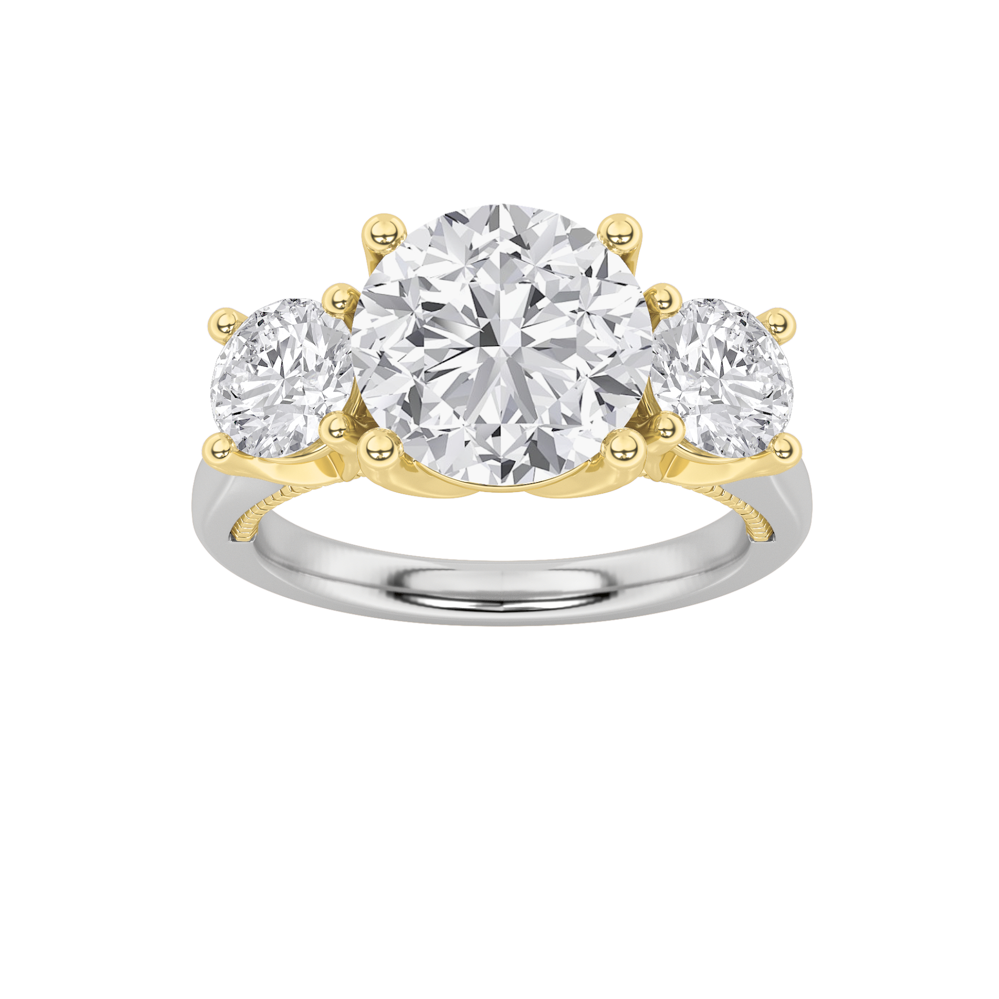 4.00 CT Round Diamond Ring in 14K White Gold|14K Yellow Gold