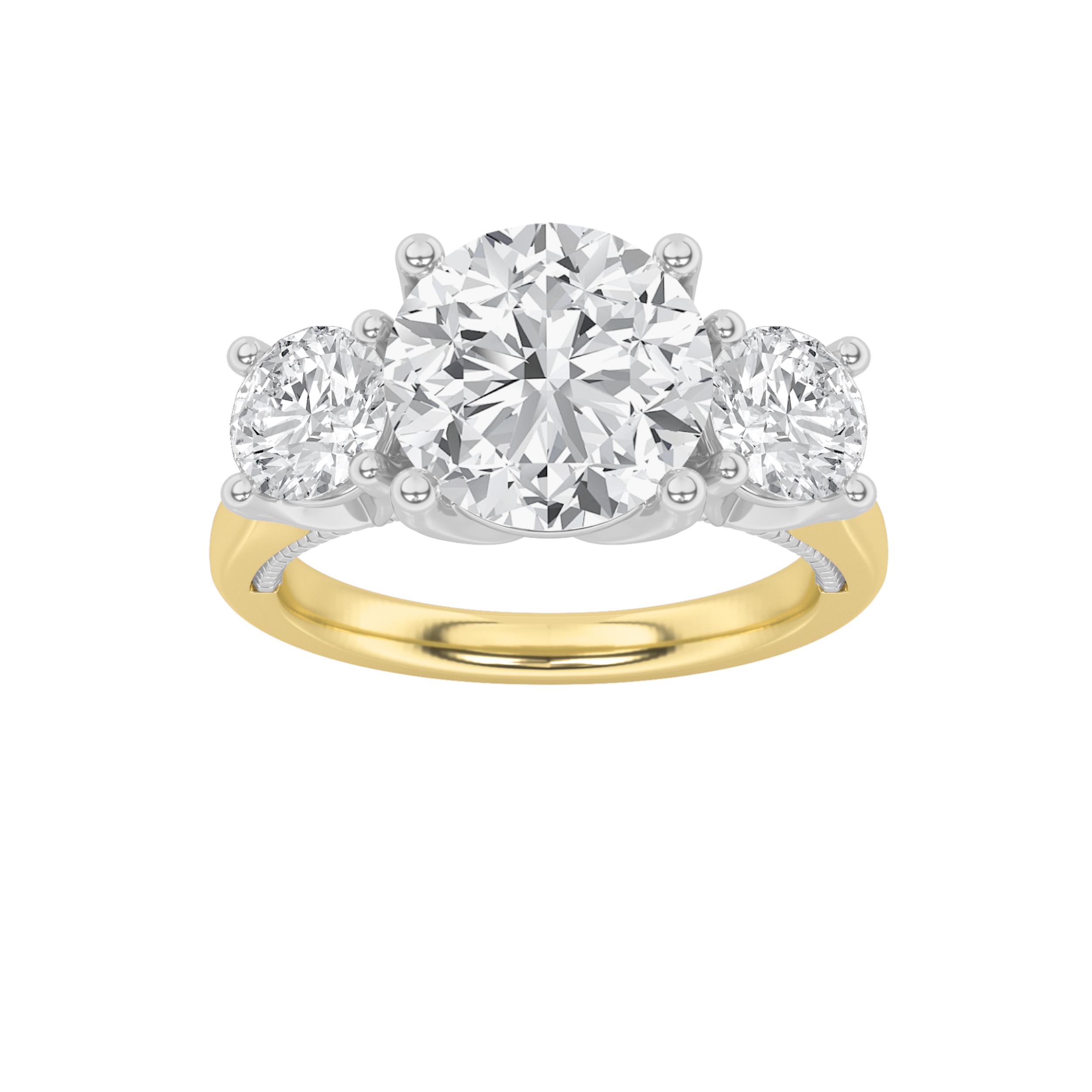 4.00 CT Round Diamond Ring in 14K Yellow Gold|14K White Gold