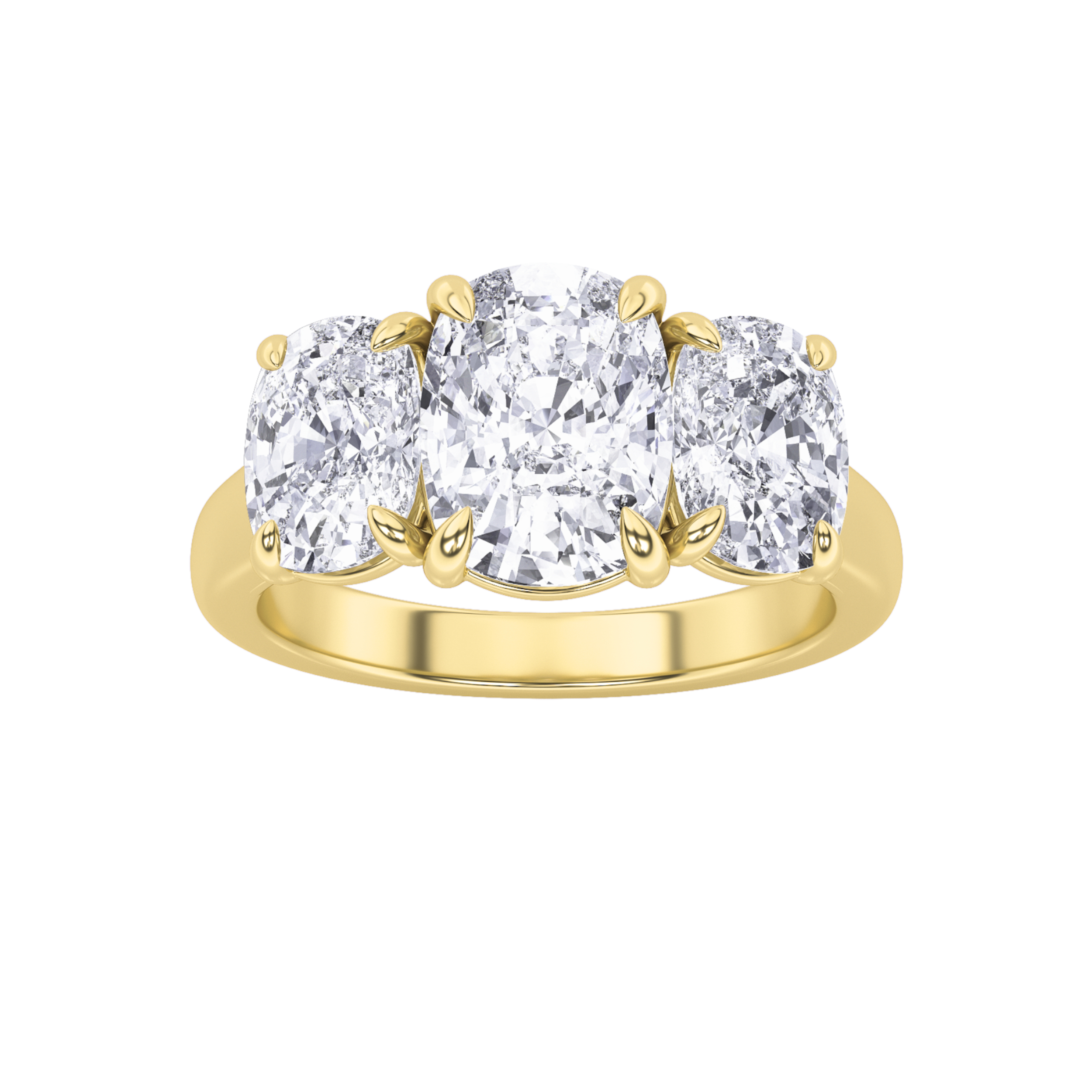 4.00 CT Cushion Diamond Ring in 14K Yellow Gold