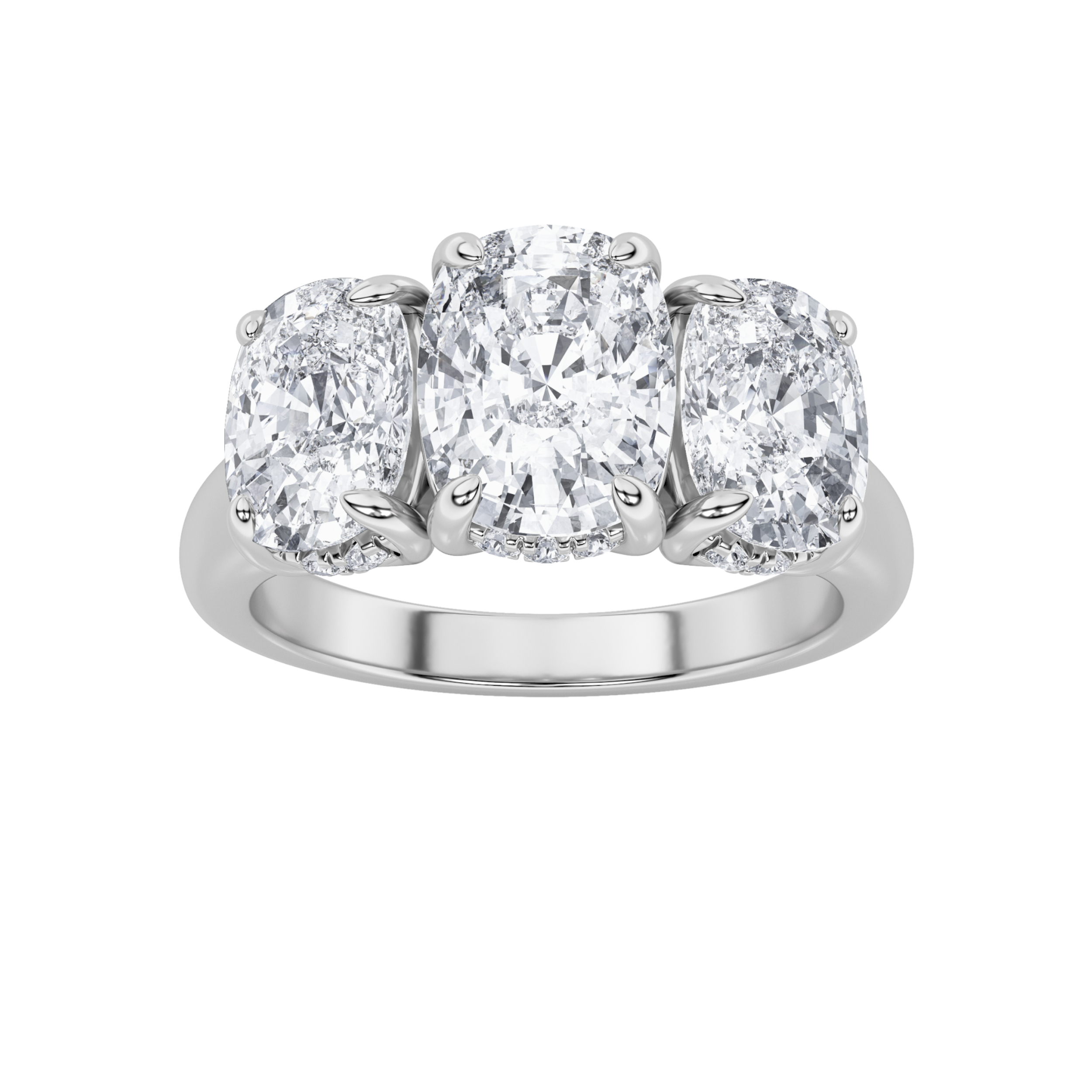 3.50 CT Cushion Diamond Ring in 14K White Gold