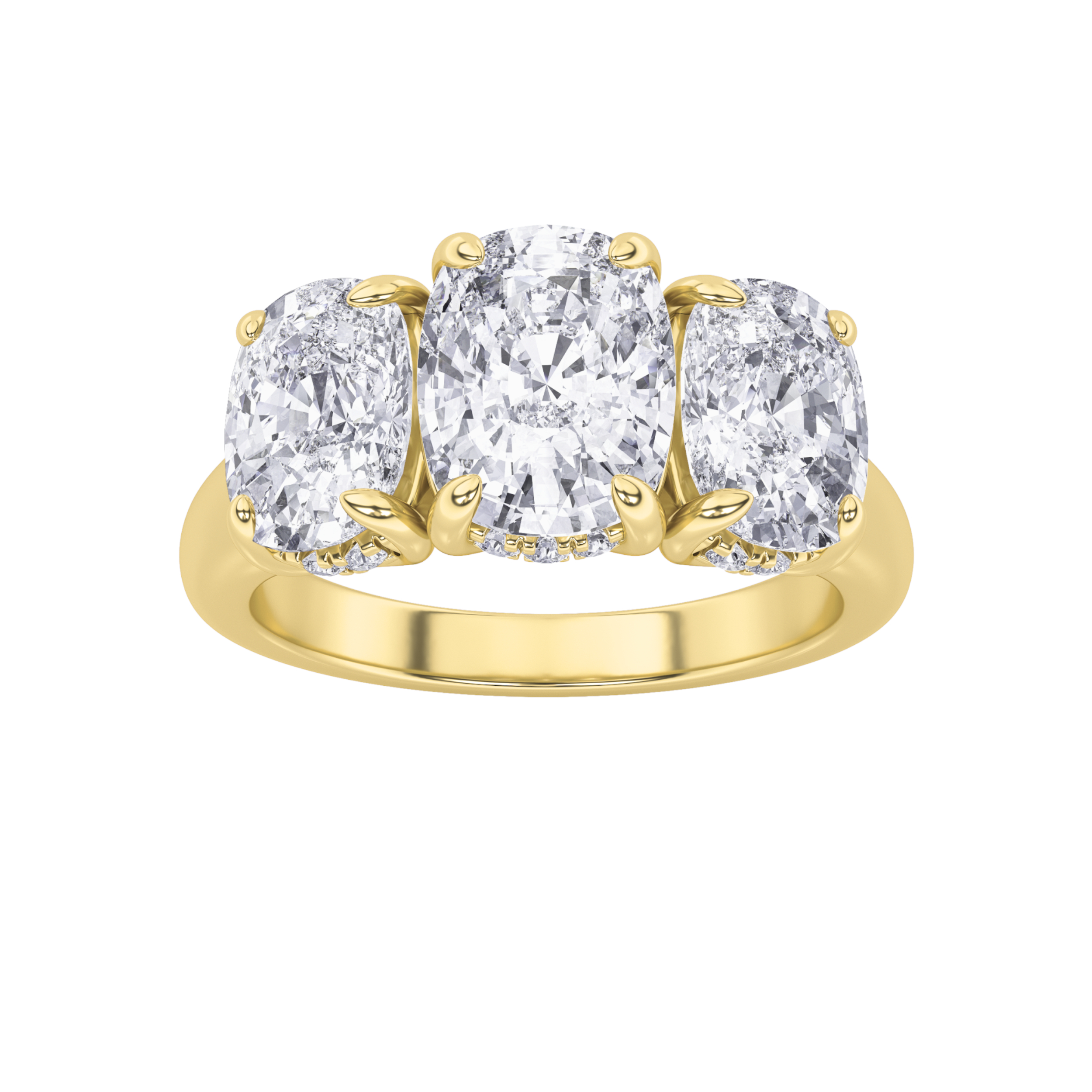 3.50 CT Cushion Diamond Ring in 14K Yellow Gold