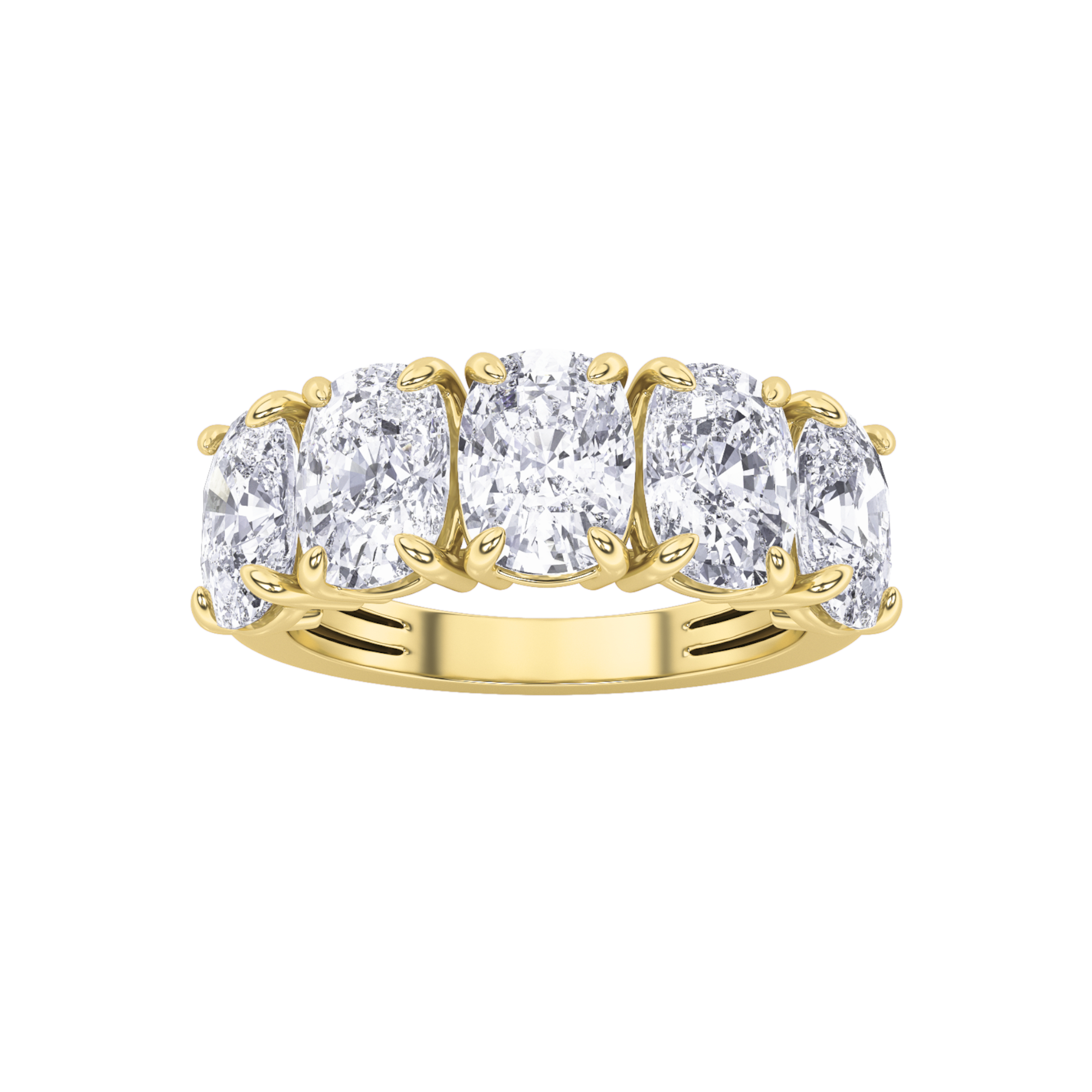5.00 CT Cushion Diamond Ring in 14K Yellow Gold