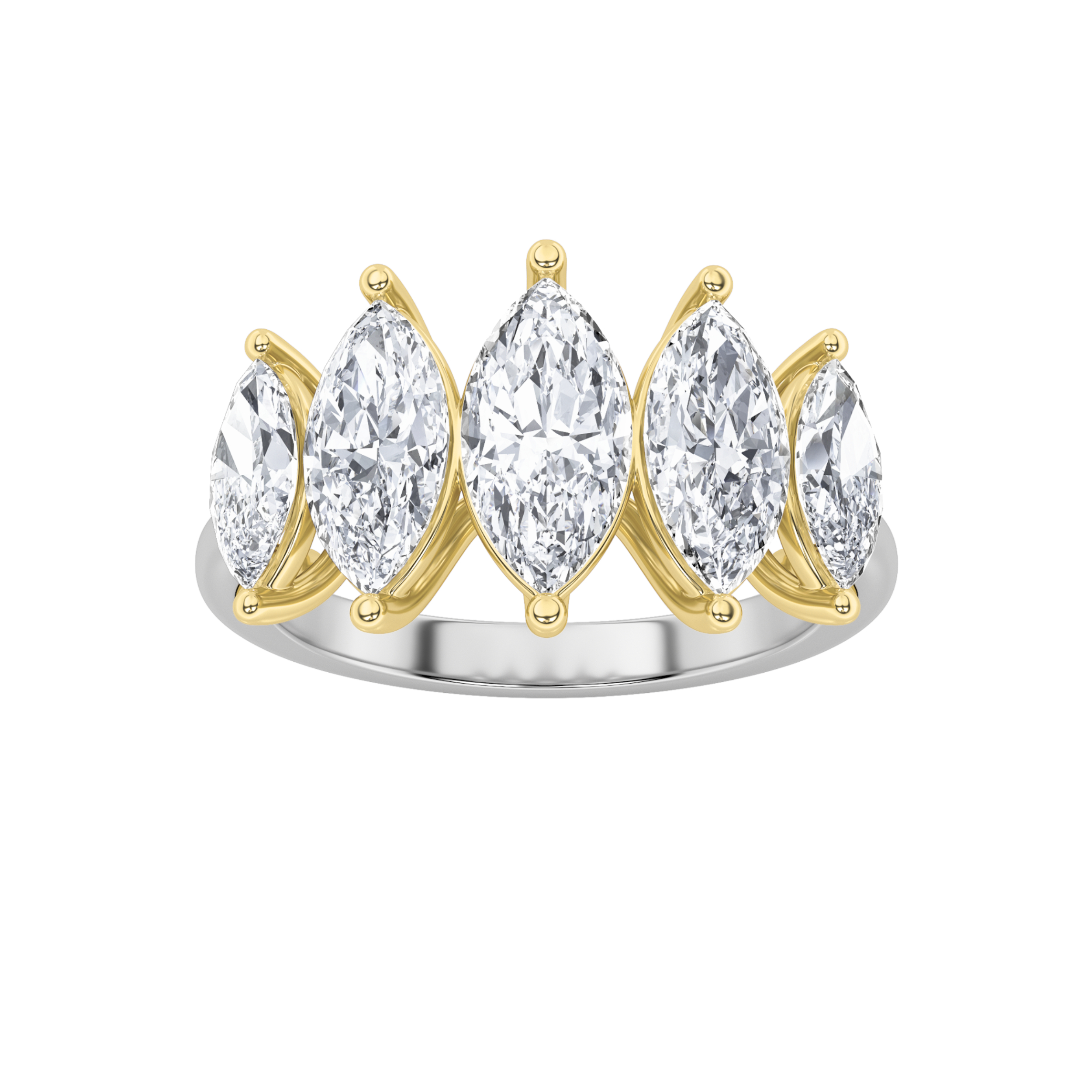 2.50 CT Marquise Diamond Ring in 14K White Gold|14K Yellow Gold