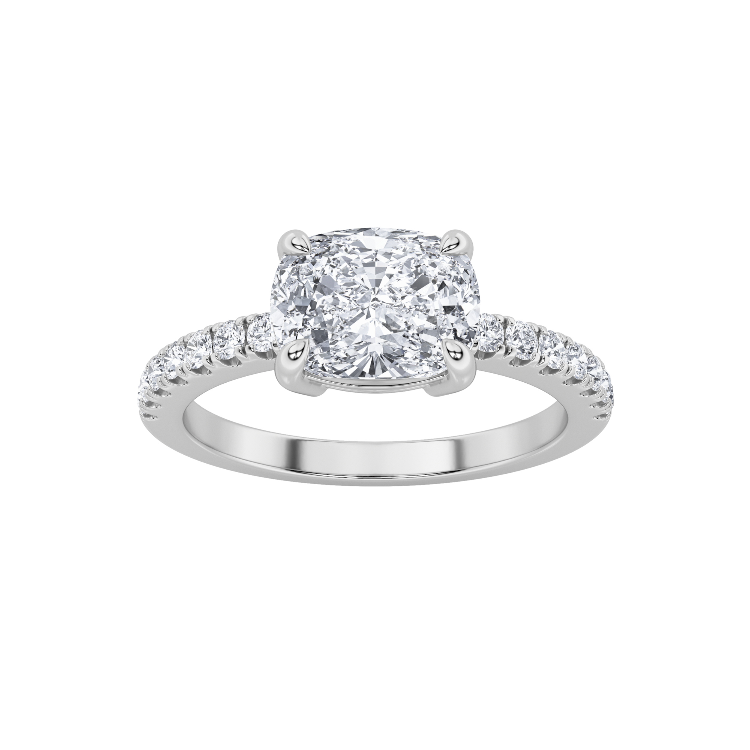 1.50 CT Cushion Diamond Ring in 14K White Gold