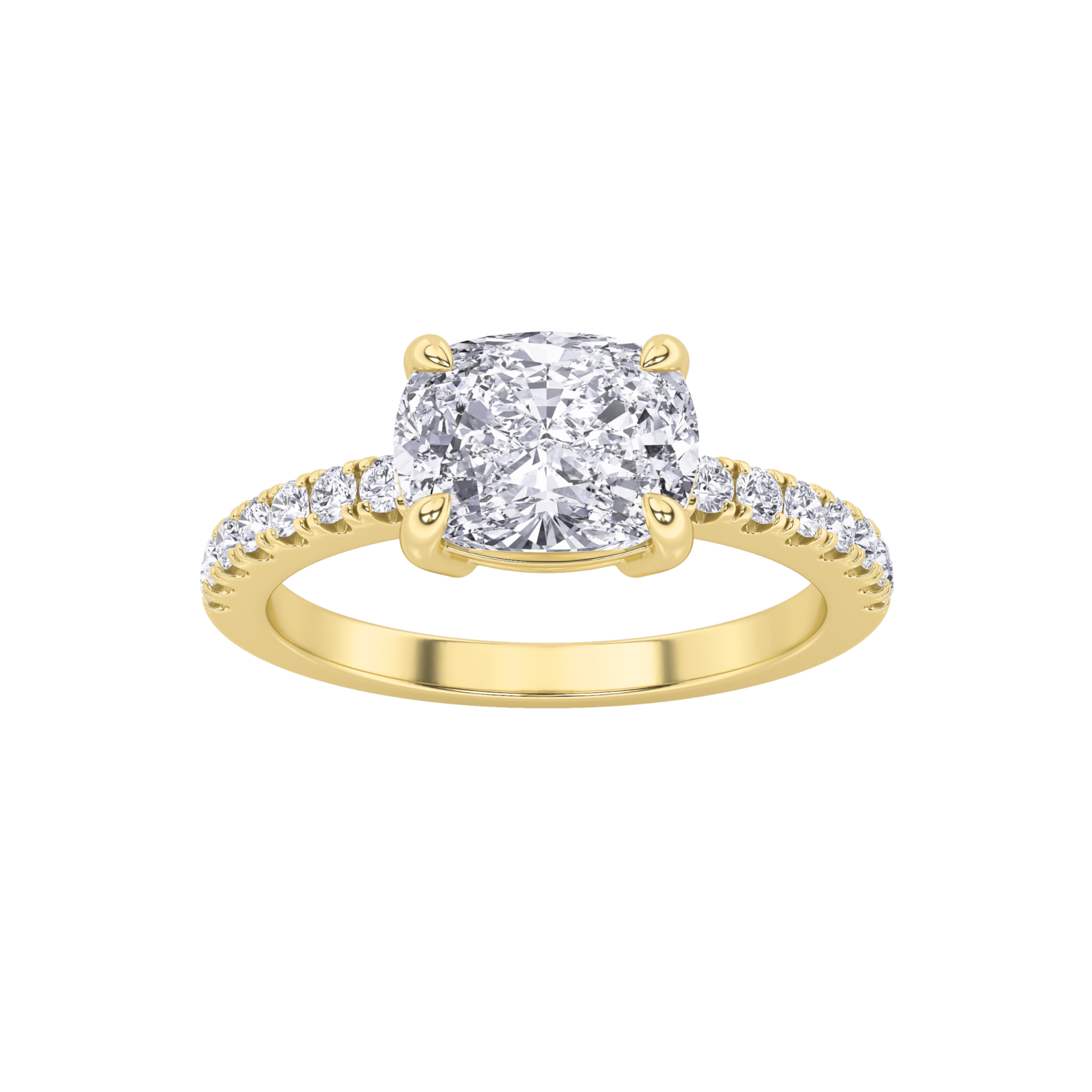 1.50 CT Cushion Diamond Ring in 14K Yellow Gold