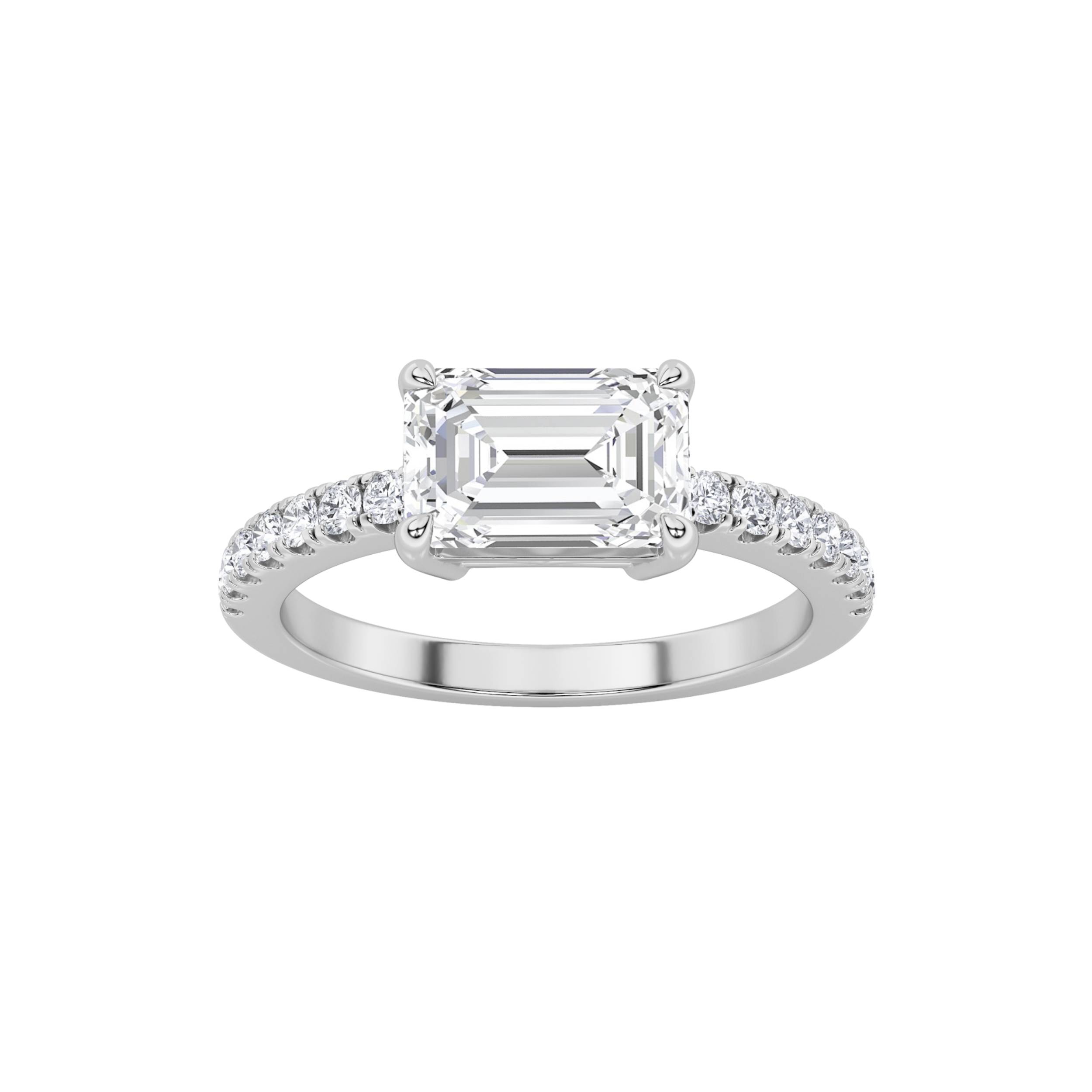 1.50 CT Emerald Diamond Ring in 14K White Gold