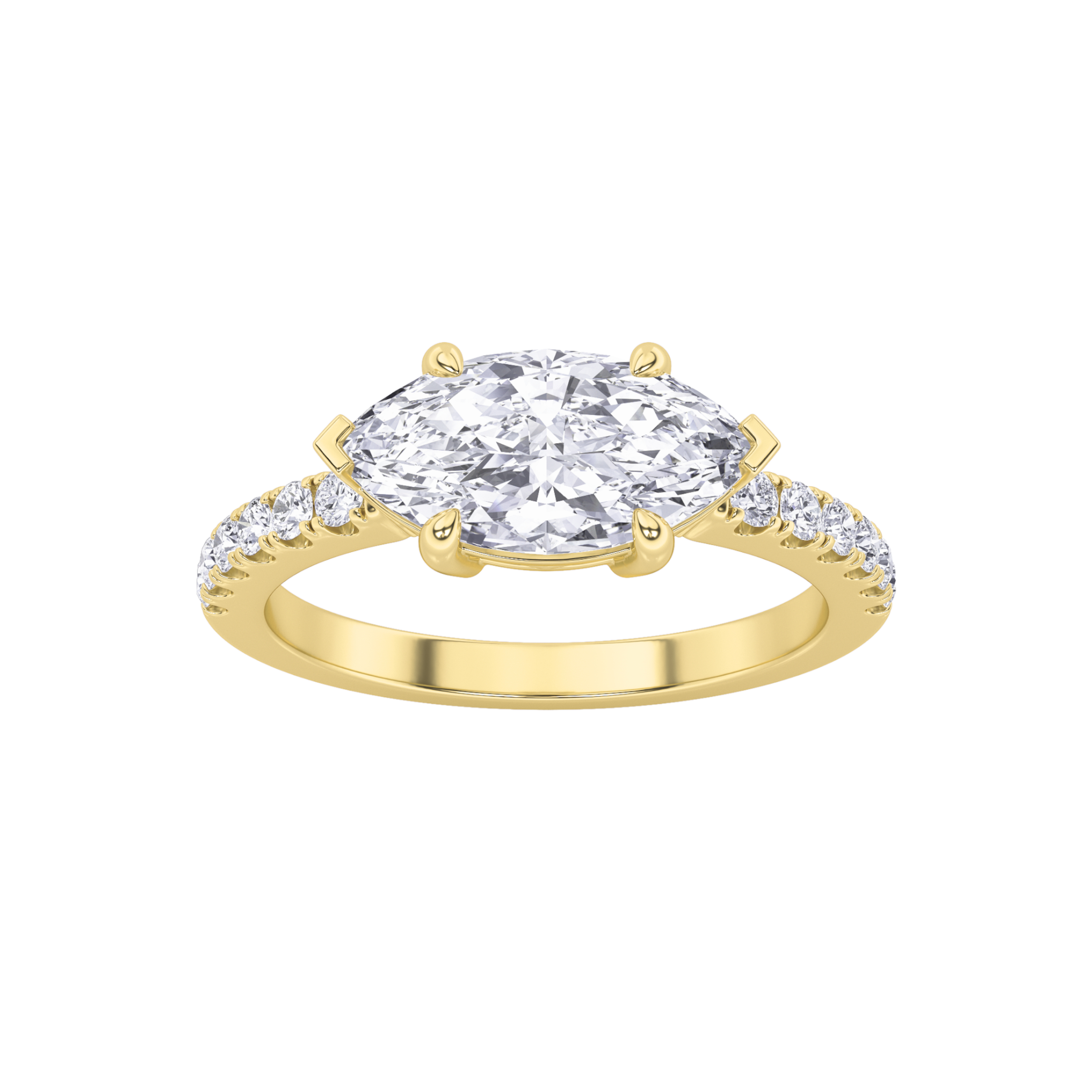1.50 CT Marquise Diamond Ring in 14K Yellow Gold
