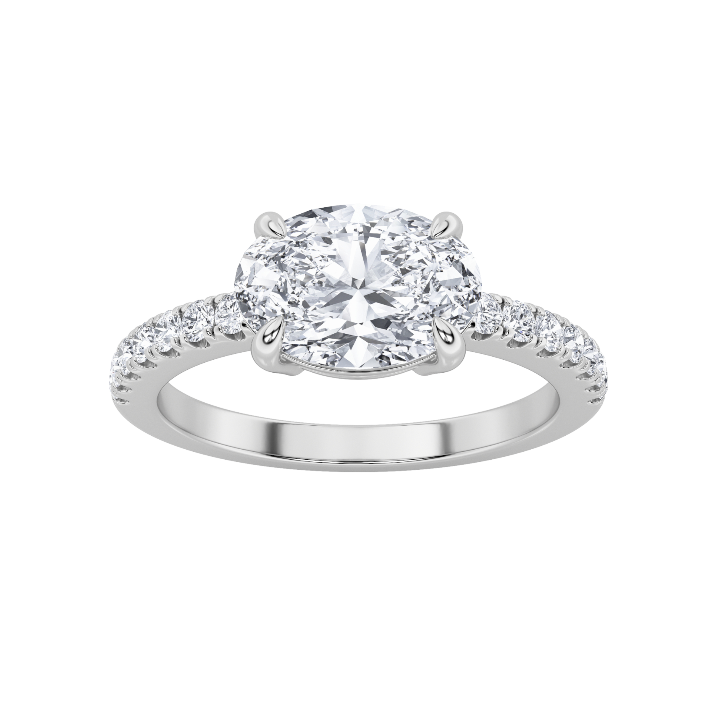 1.50 CT Oval Diamond Ring in 14K White Gold