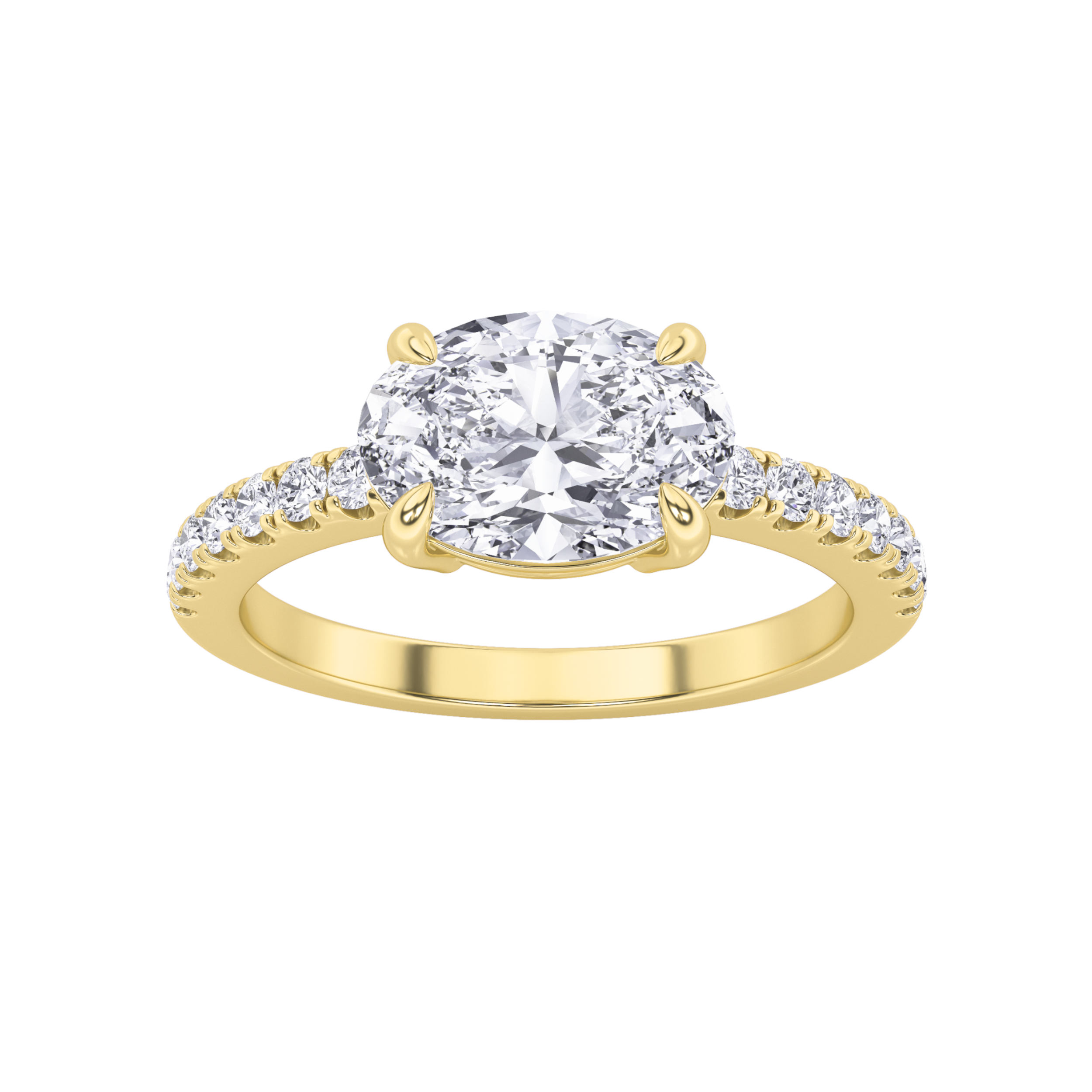 1.50 CT Oval Diamond Ring in 14K Yellow Gold