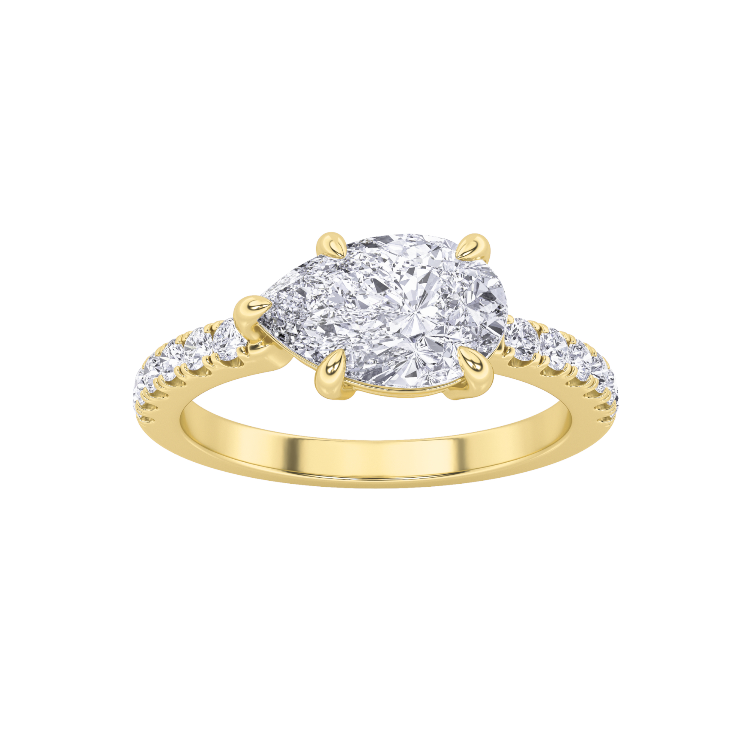 1.50 CT Pear Diamond Ring in 14K Yellow Gold