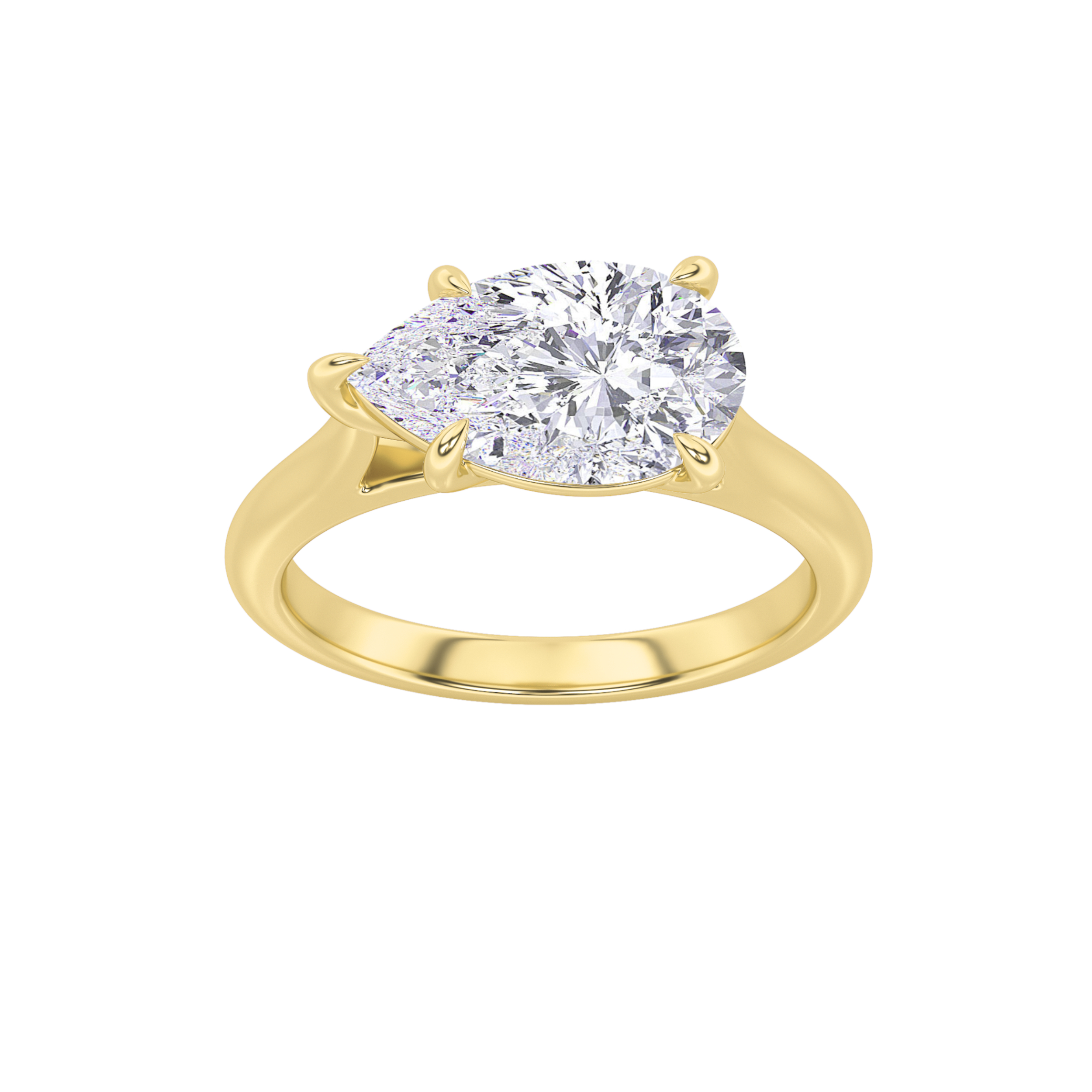 2.00 CT Pear Diamond Ring in 14K Yellow Gold