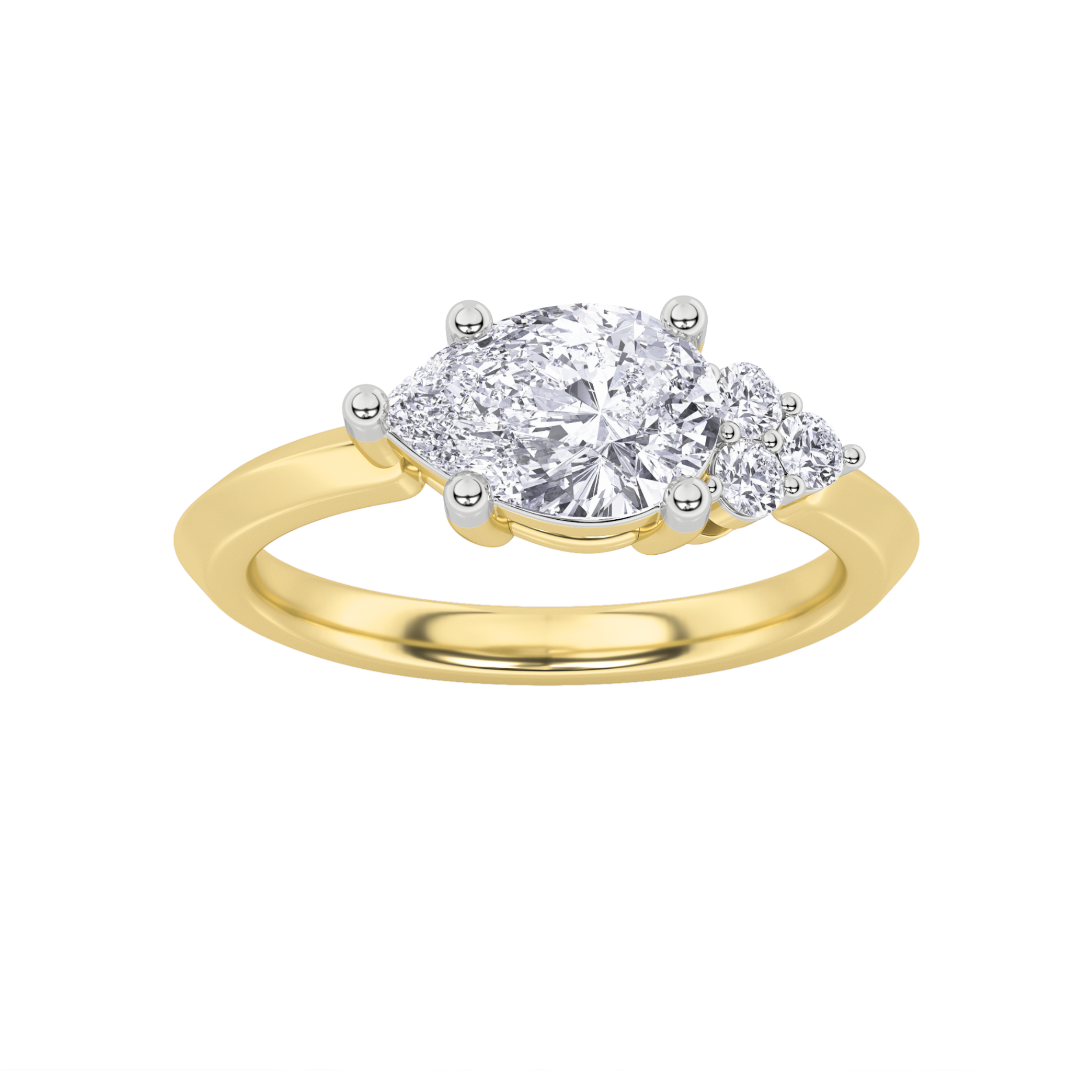 1.00 CT Pear Diamond Ring in 14K Yellow Gold