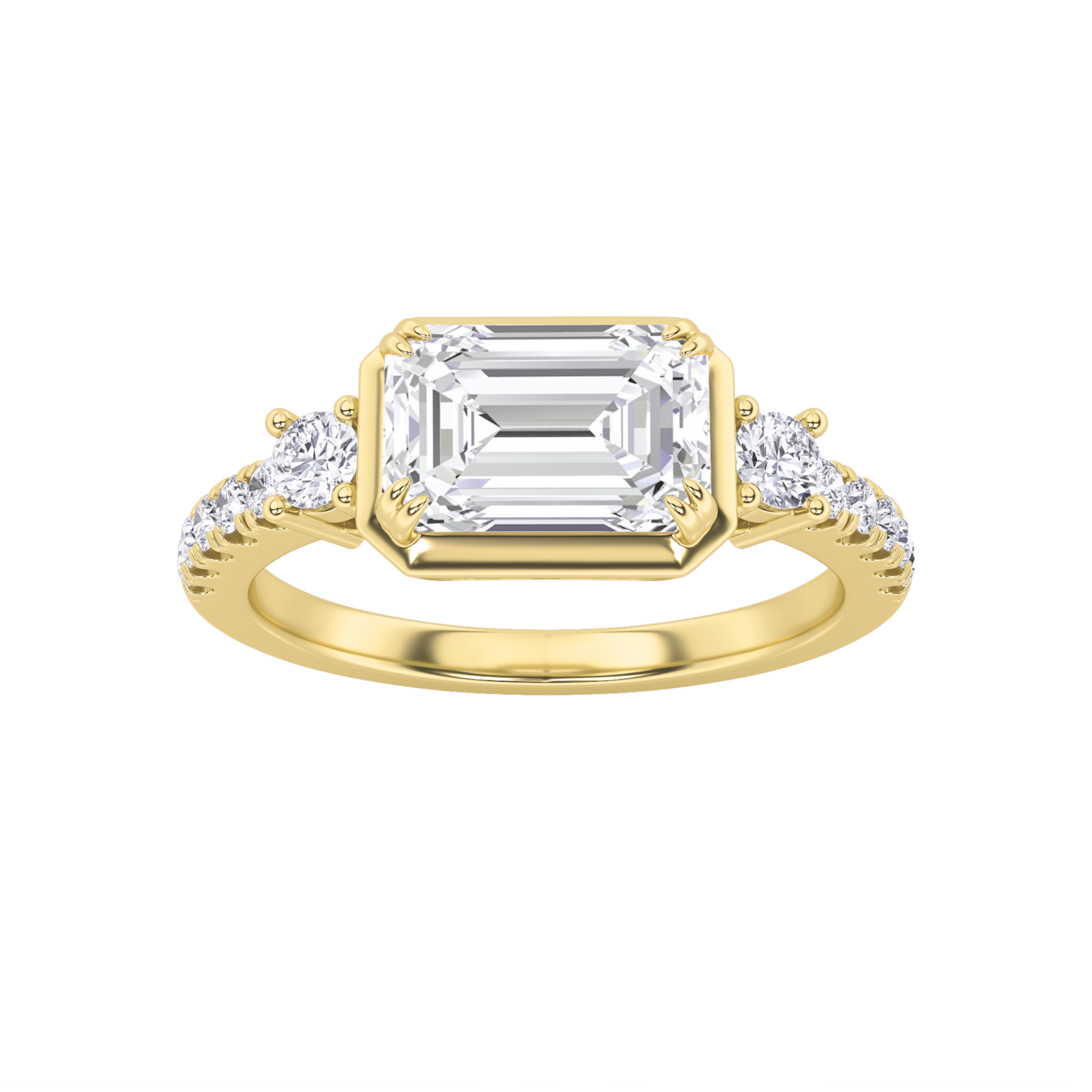 2.00 CT Emerald Diamond Ring in 14K Yellow Gold