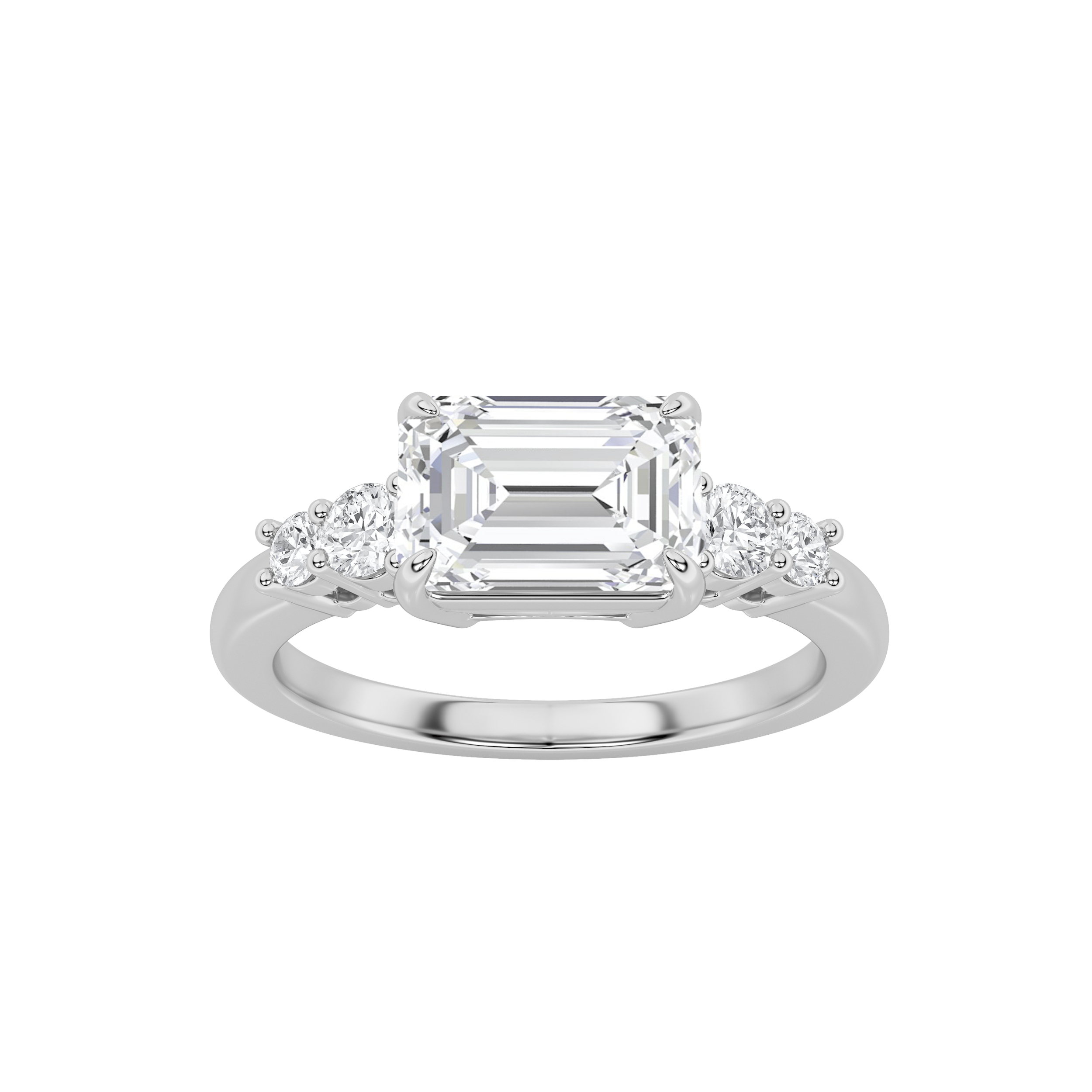 1.50 CT Emerald Diamond Ring in 14K White Gold