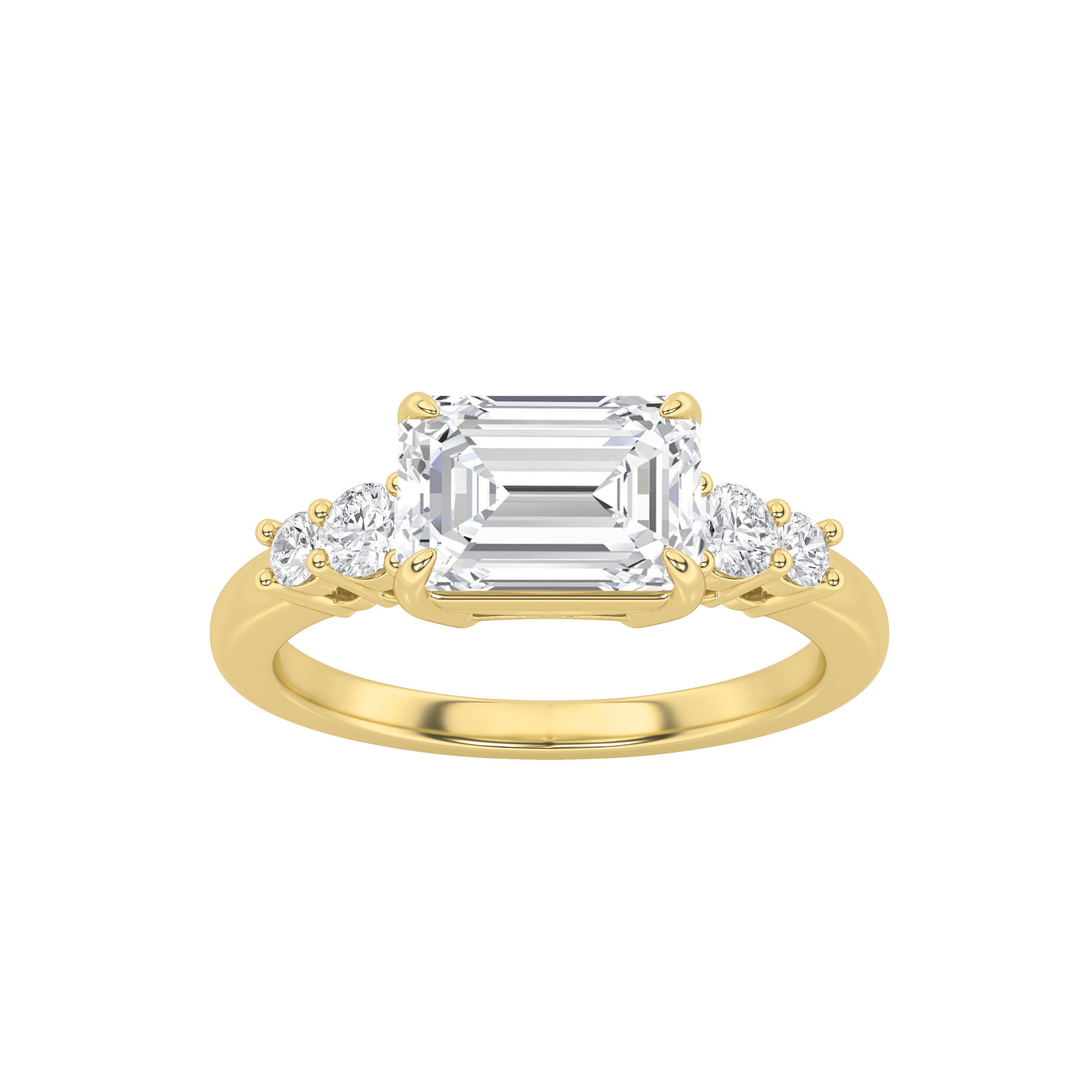 1.50 CT Emerald Diamond Ring in 14K Yellow Gold