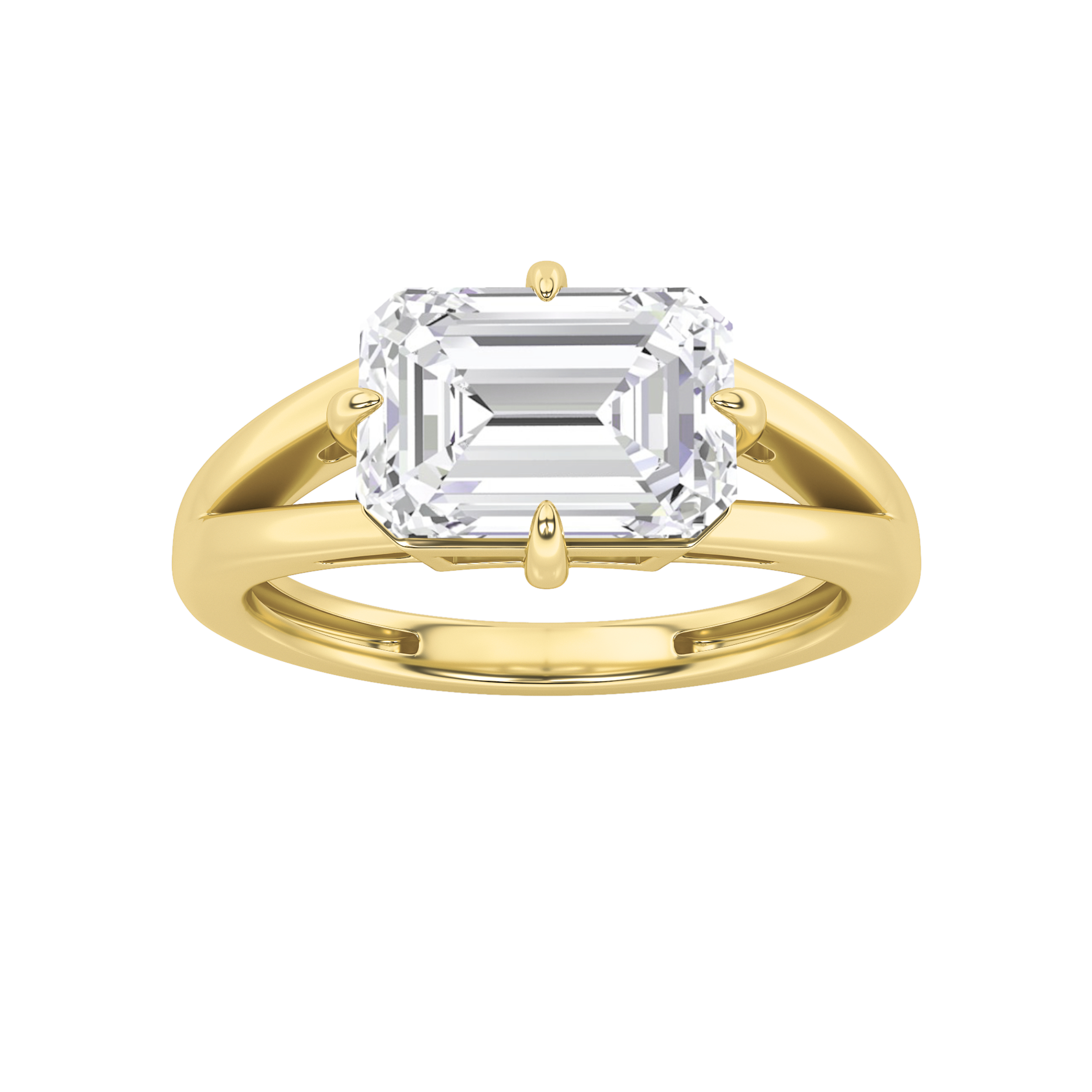 2.50 CT Emerald Diamond Ring in 14K Yellow Gold