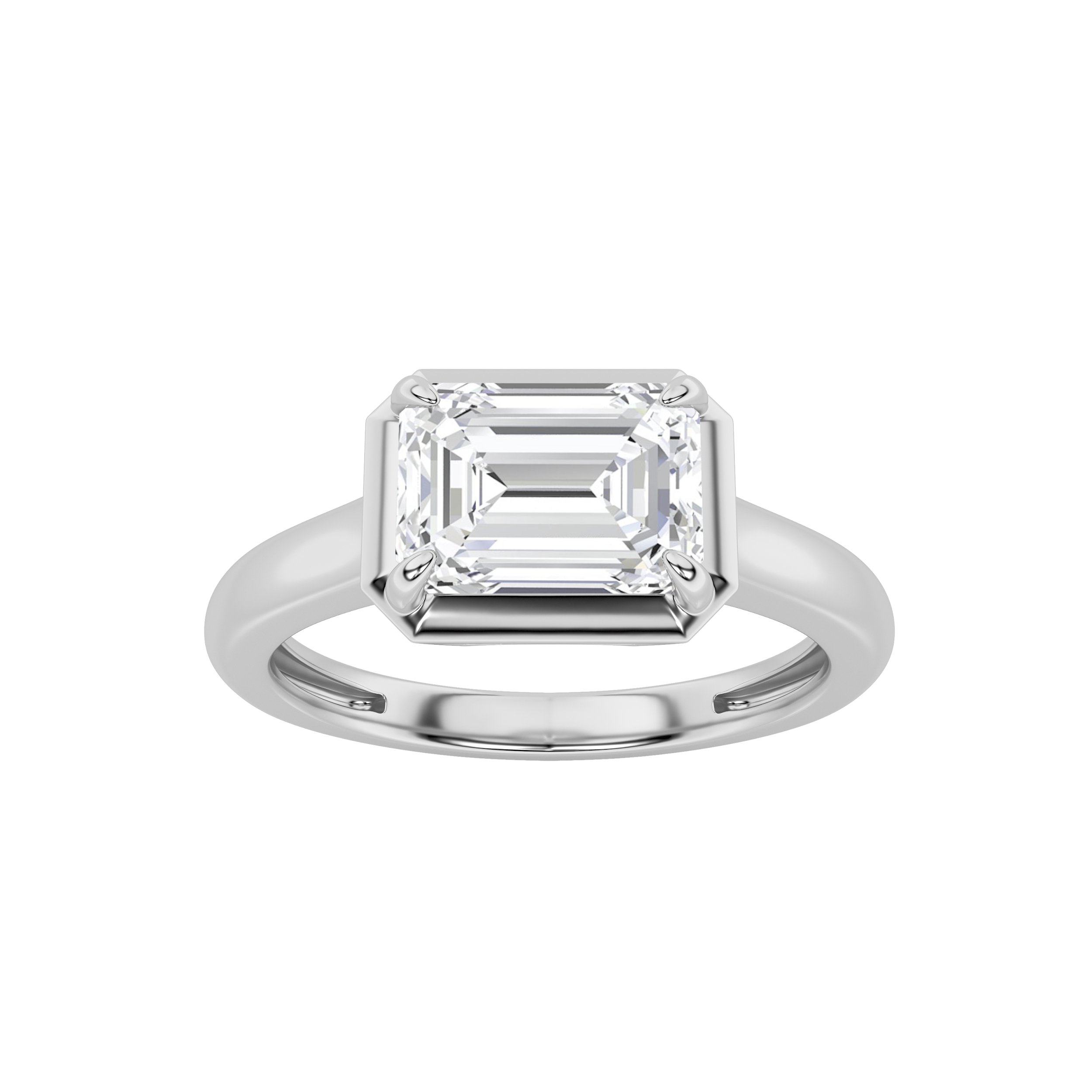 1.50 CT Emerald Diamond Ring in 14K White Gold